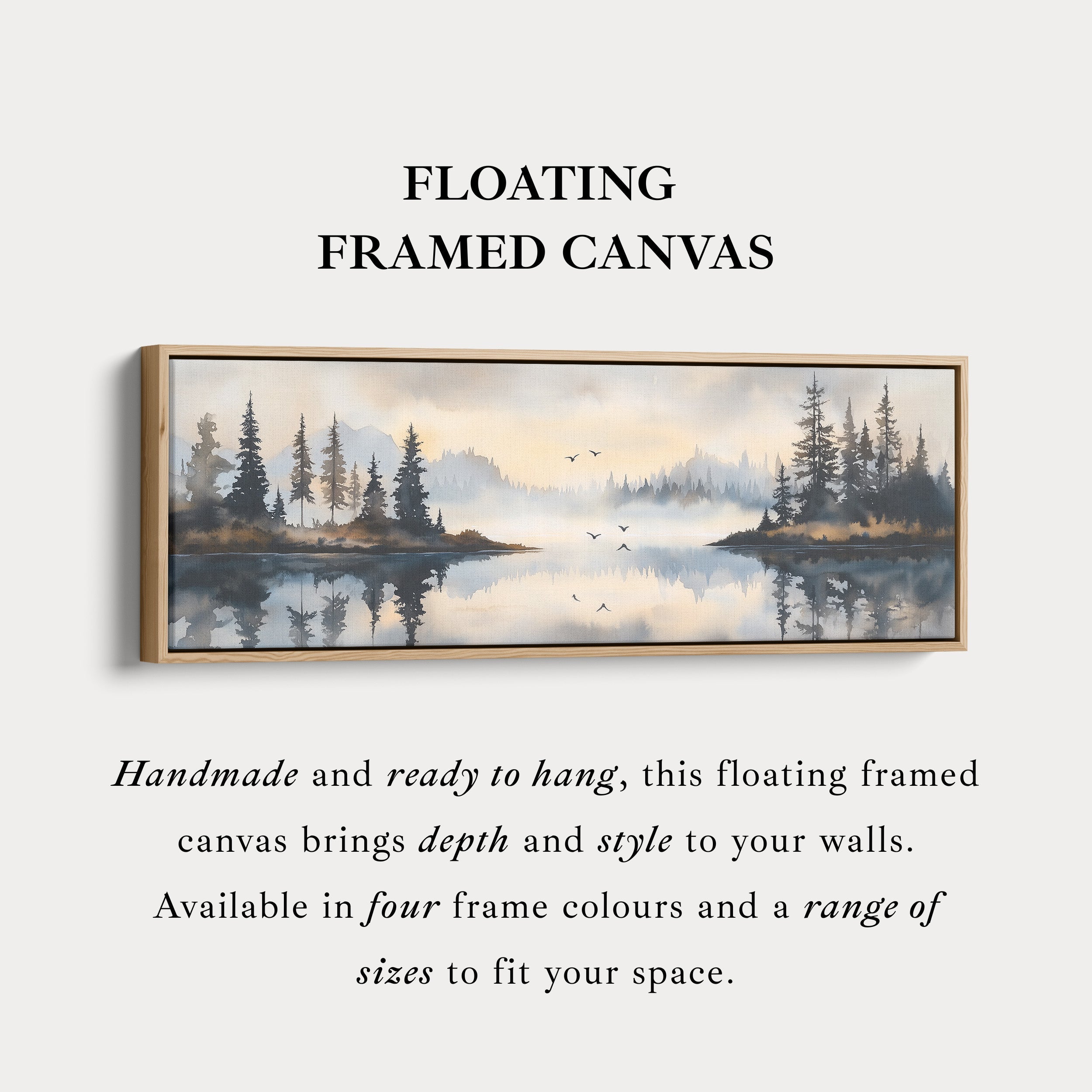 Watercolour Landscape Above Bed Decor Framed Canvas Wall Decor