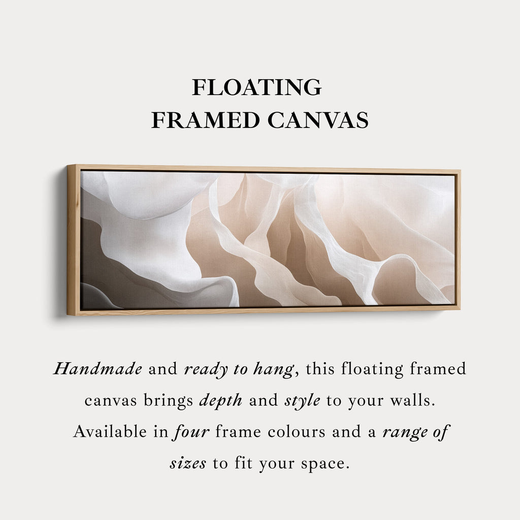 Beige & White Abstract Above Bed Long Narrow Horizontal Wall Art