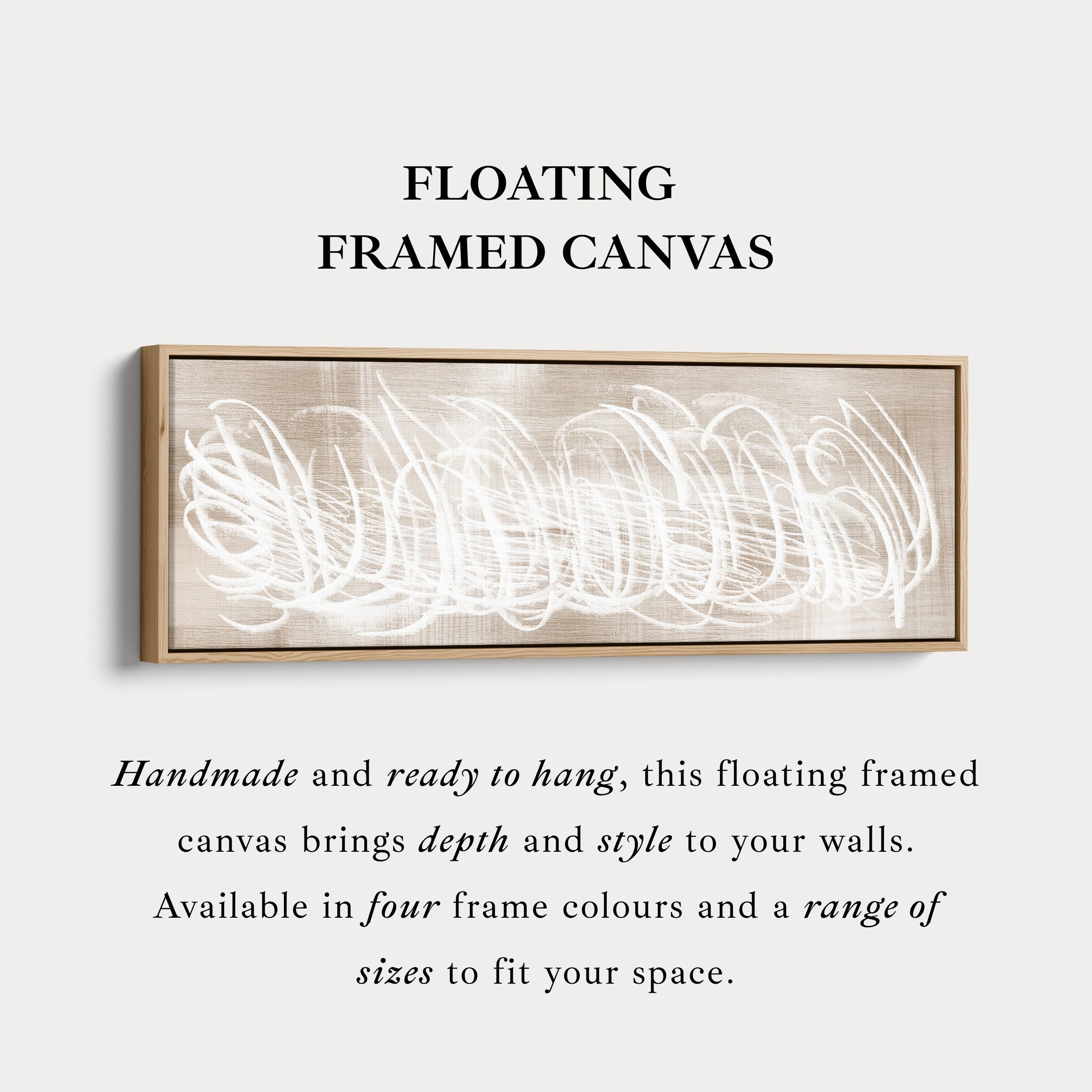 Abstract White Panoramic Large Framed Wall Decor