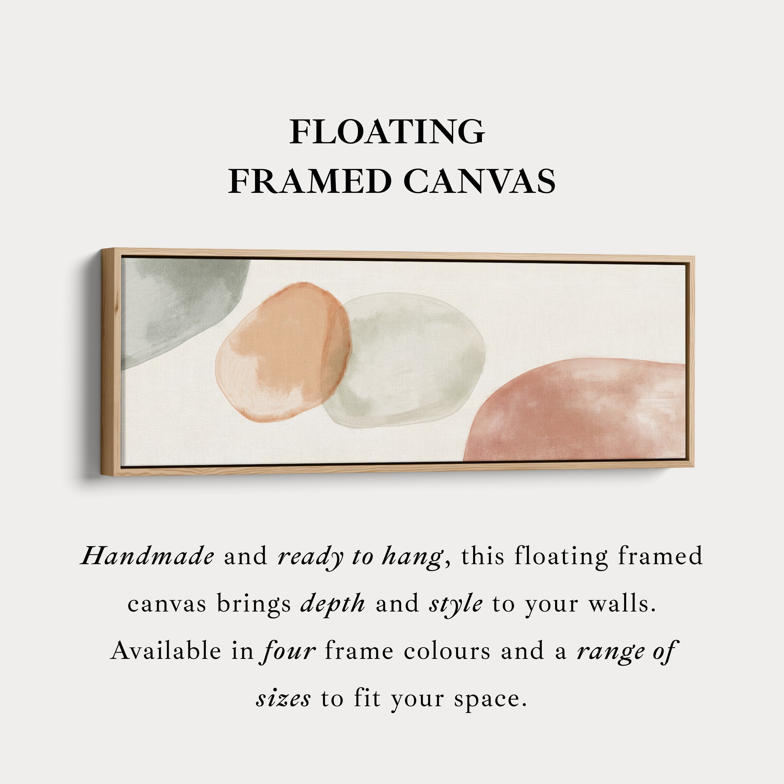 Beige & Green Abstract Panoramic Large Framed Wall Decor