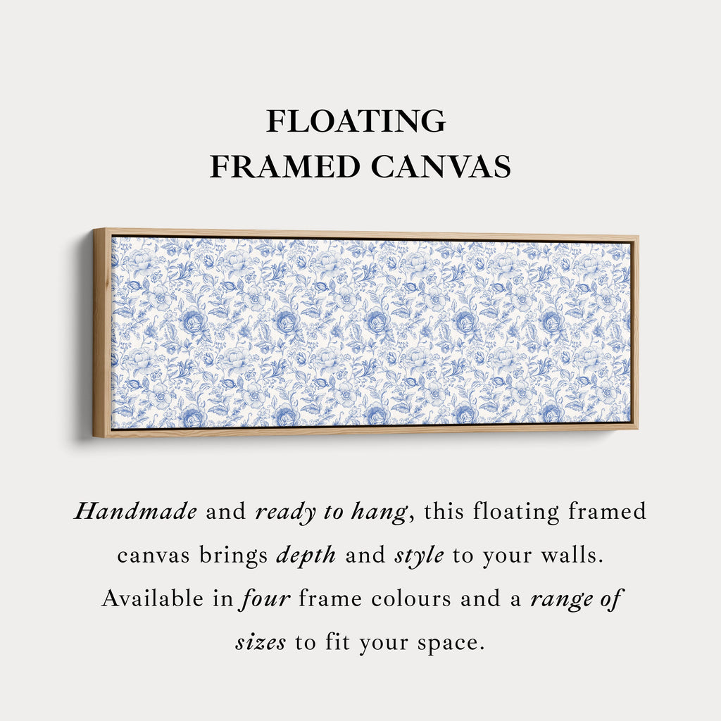 Blue Floral Panoramic Above Bed Wall Art