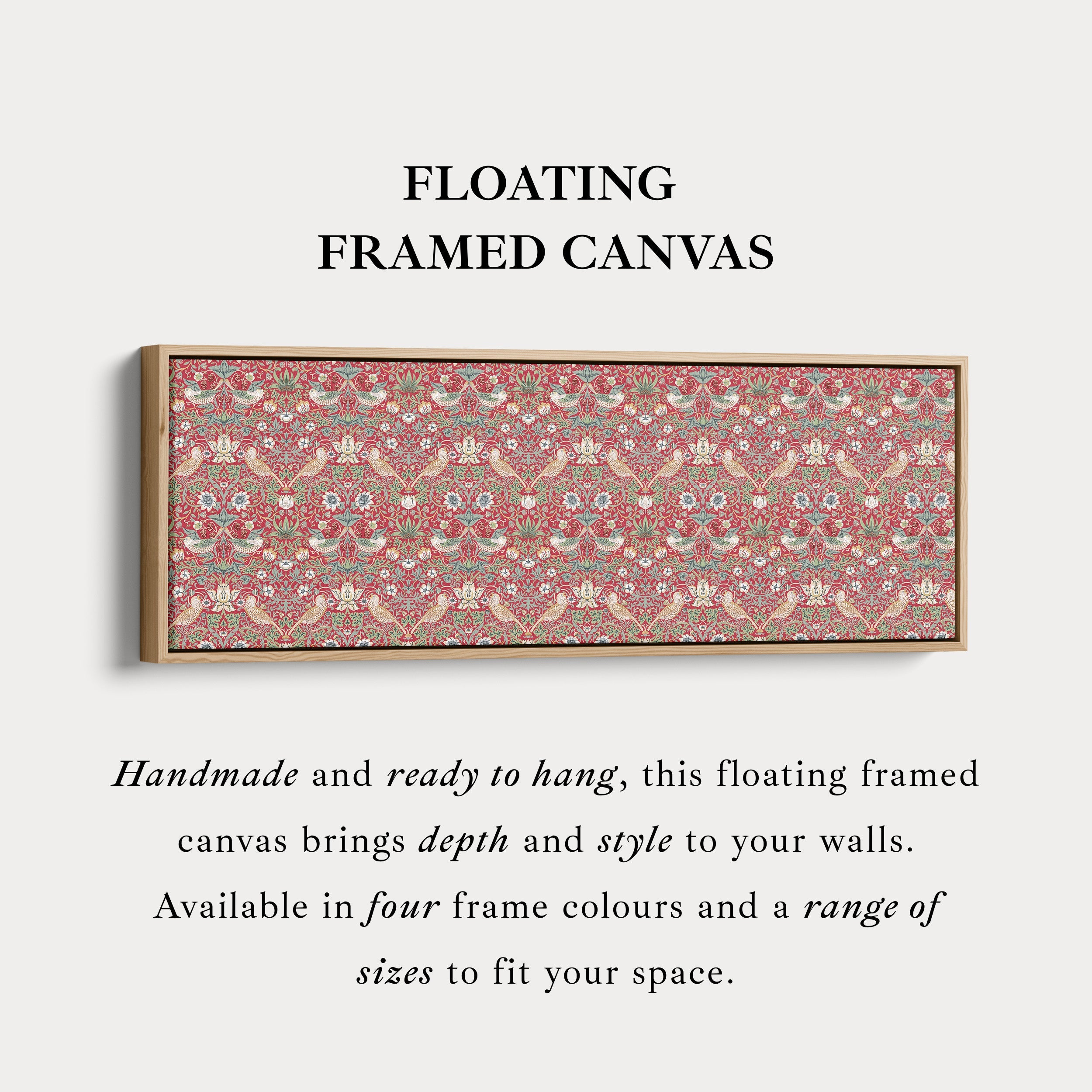 Long Horizontal Wall Decor William Morris Strawberry Thief Red