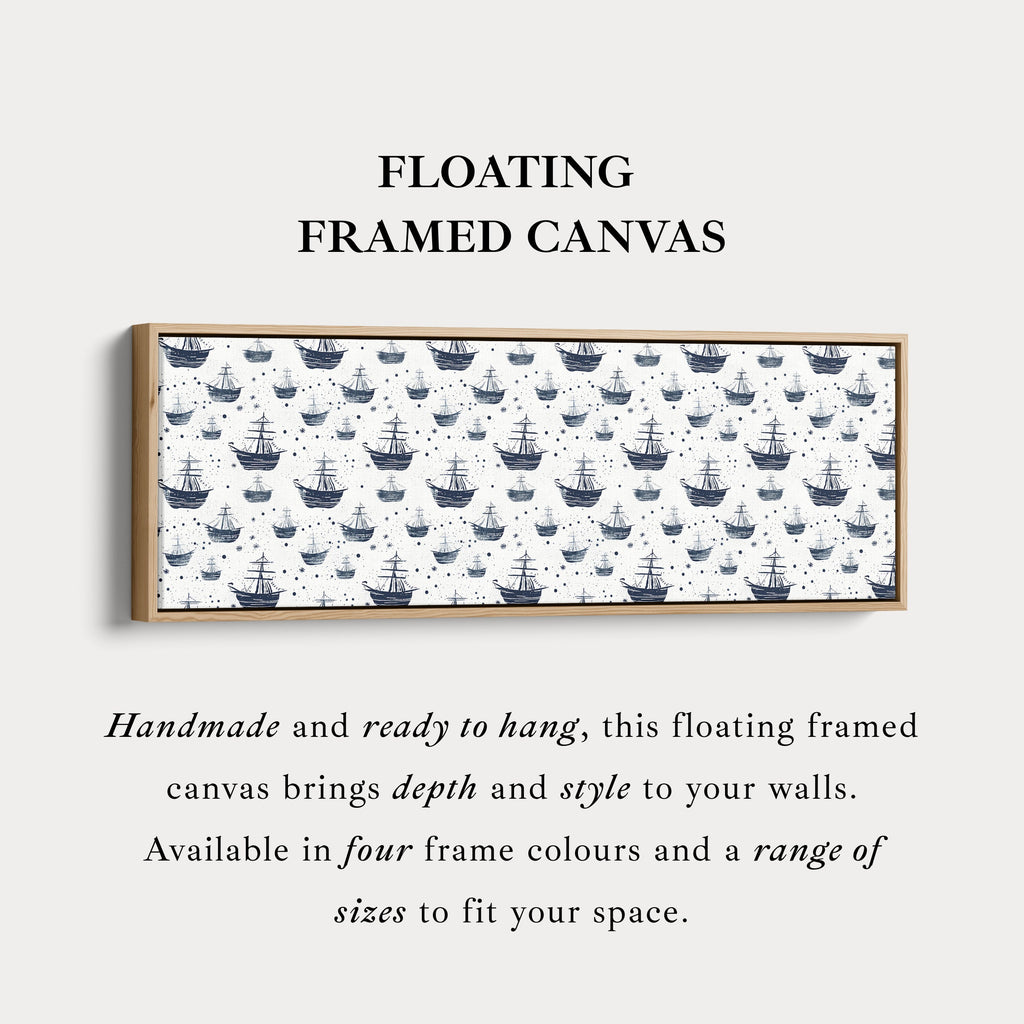 Tiny Pirate Ships Kids Room Long Narrow Panoramic Wall Art