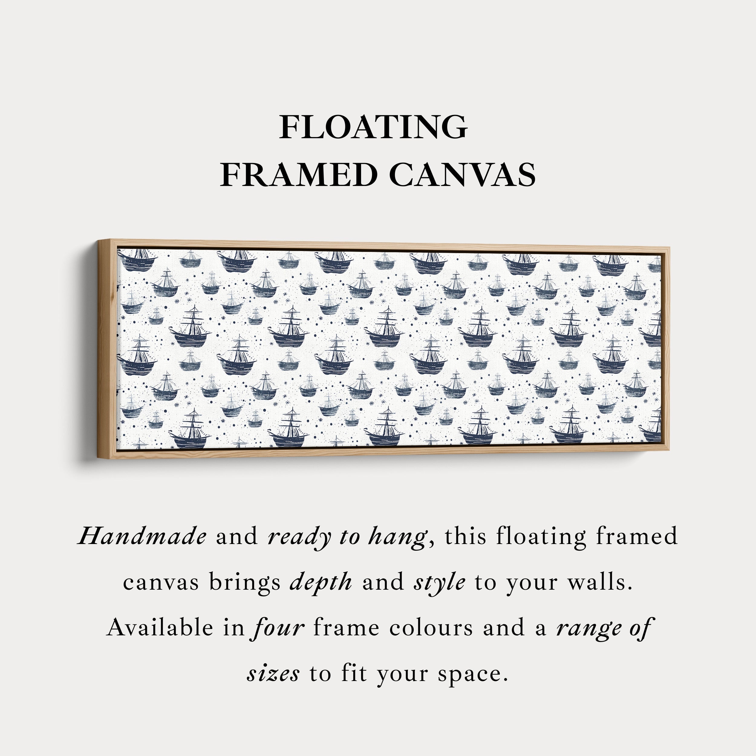Tiny Pirate Ships Kids Room Long Narrow Panoramic Wall Art