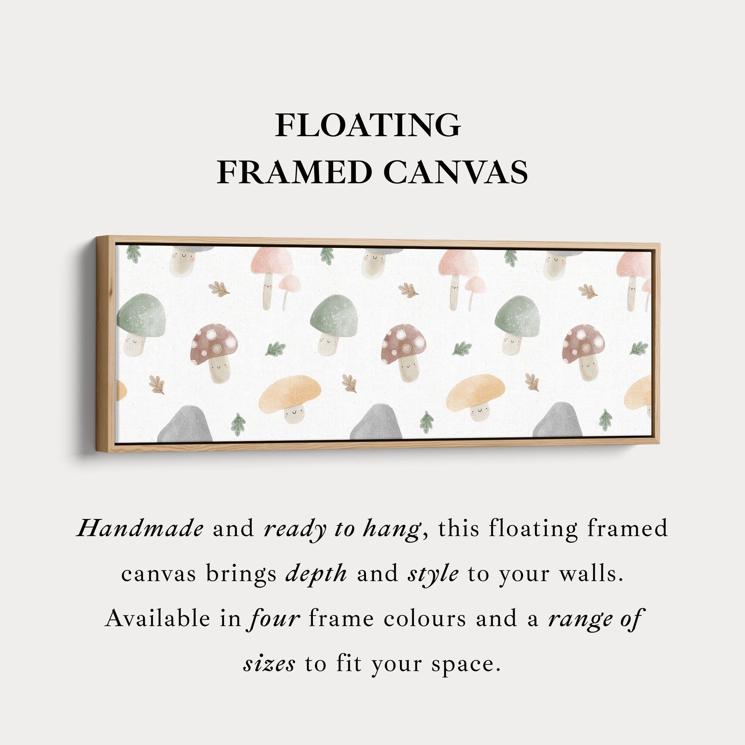 Mushroom Doodle Kids Room Narrow Wall Art