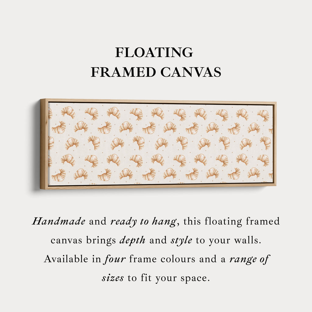 Horizontal Kitchen Wall Art Smiling Croissants Long Narrow
