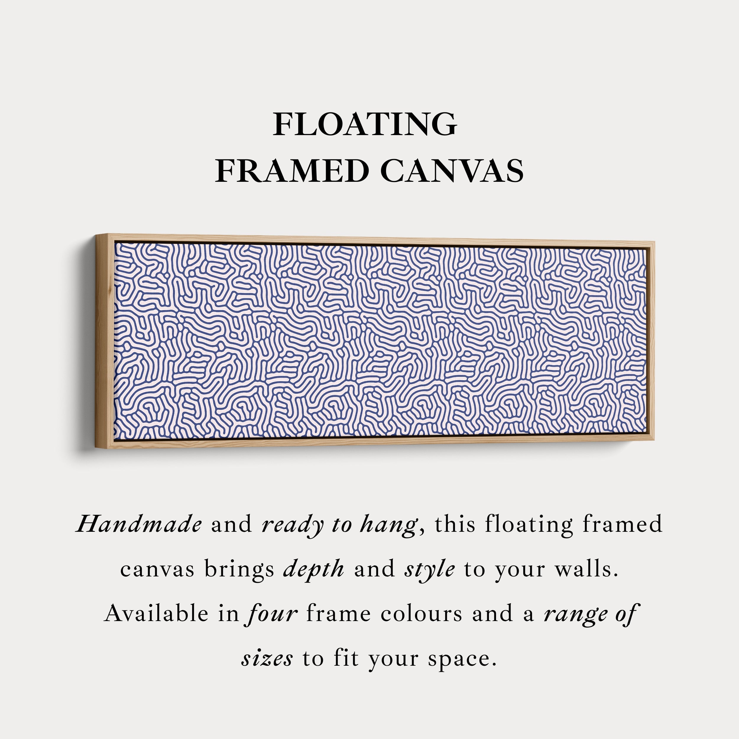 Blue Geometric Organic Pattern Long Wall Art