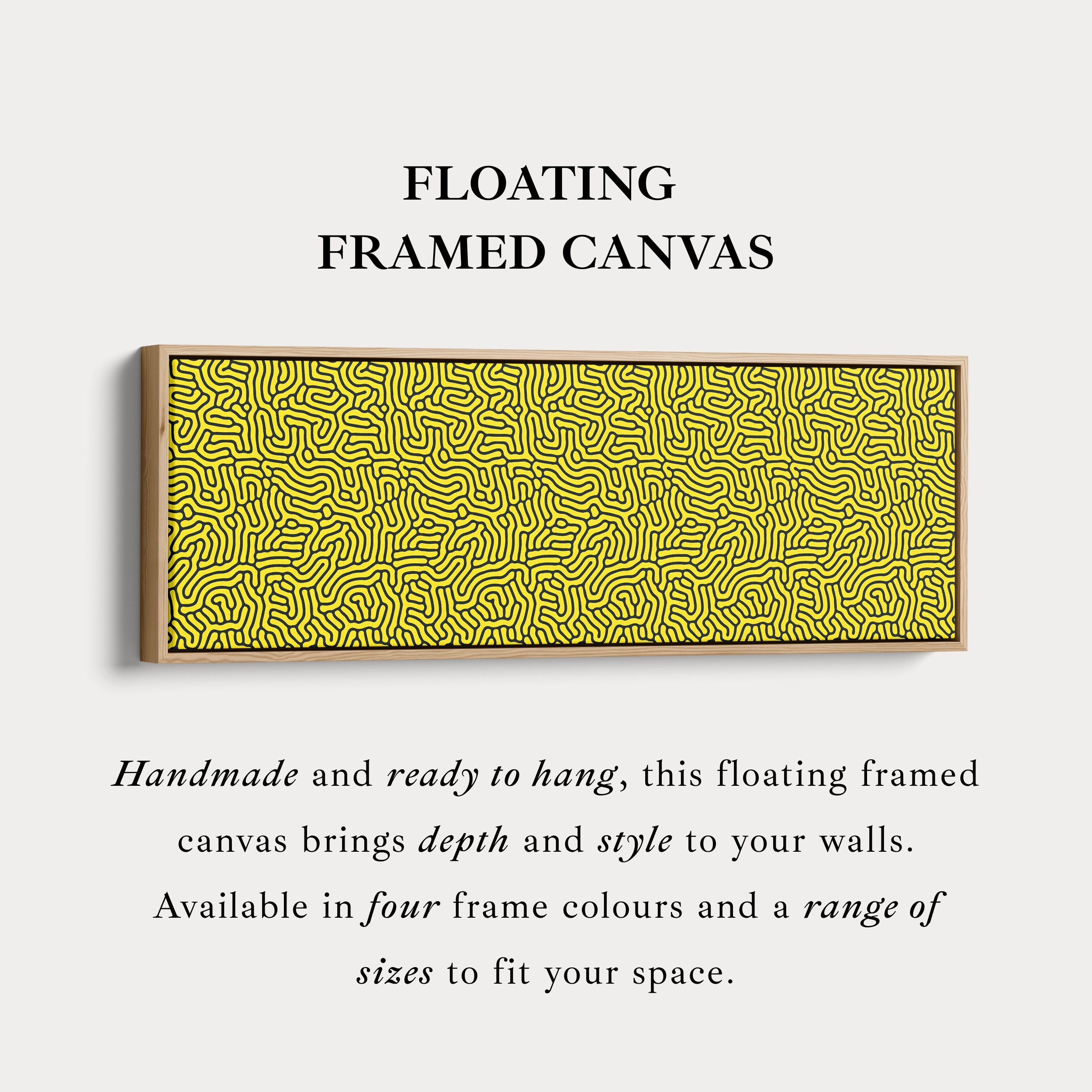 Yellow & Black Geometric Organic Pattern Long Wall Art