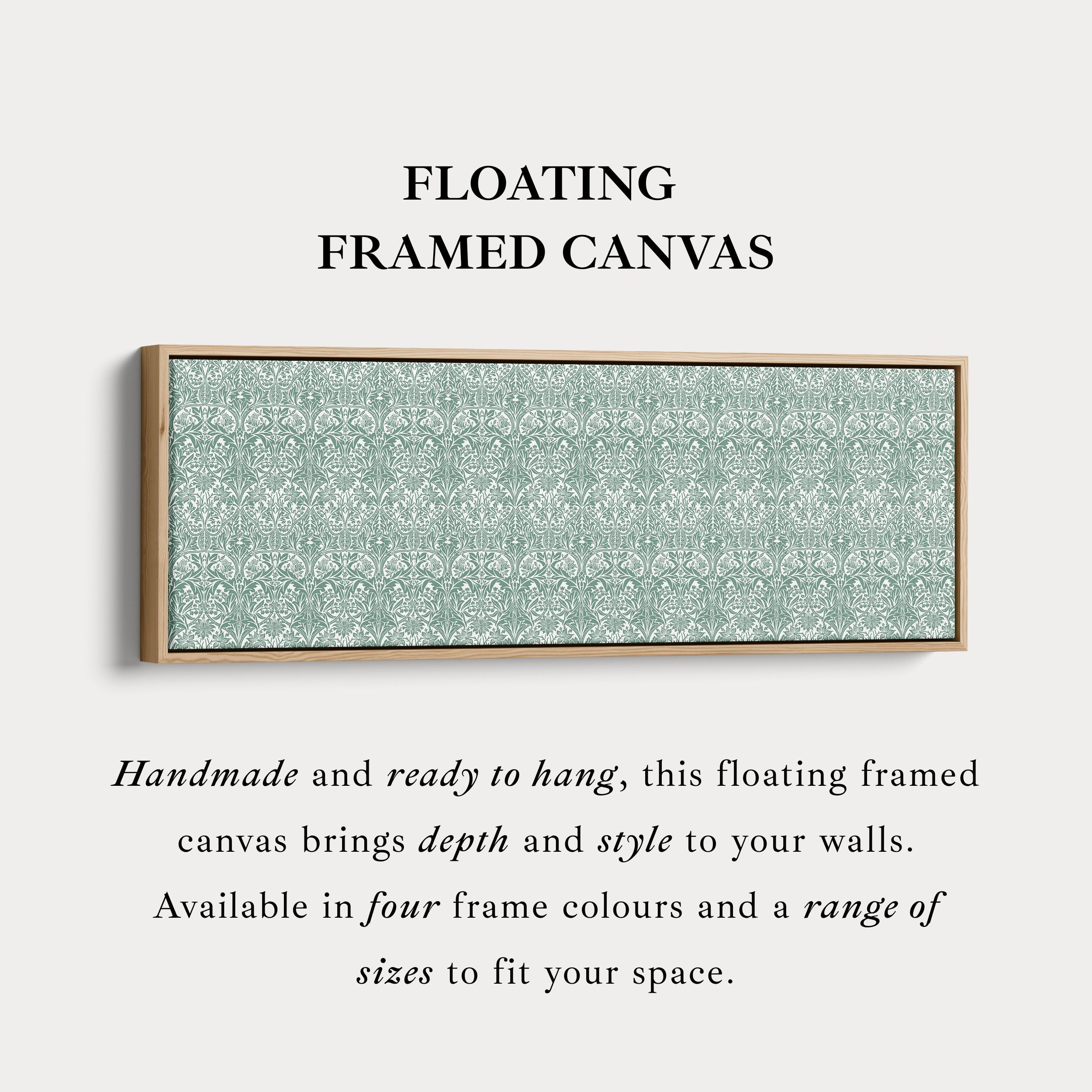 Panoramic Wall Art Green & White William Morris