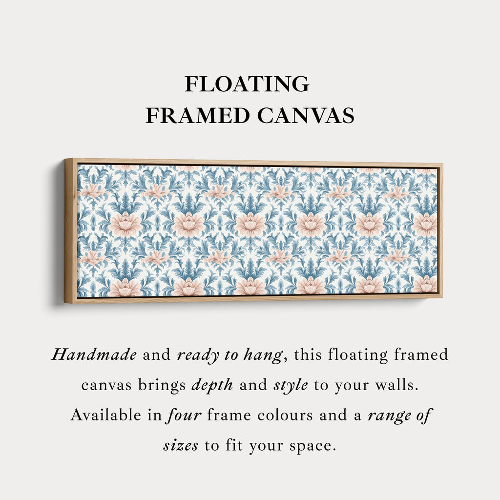 Long Narrow Wall Art Blue Damask