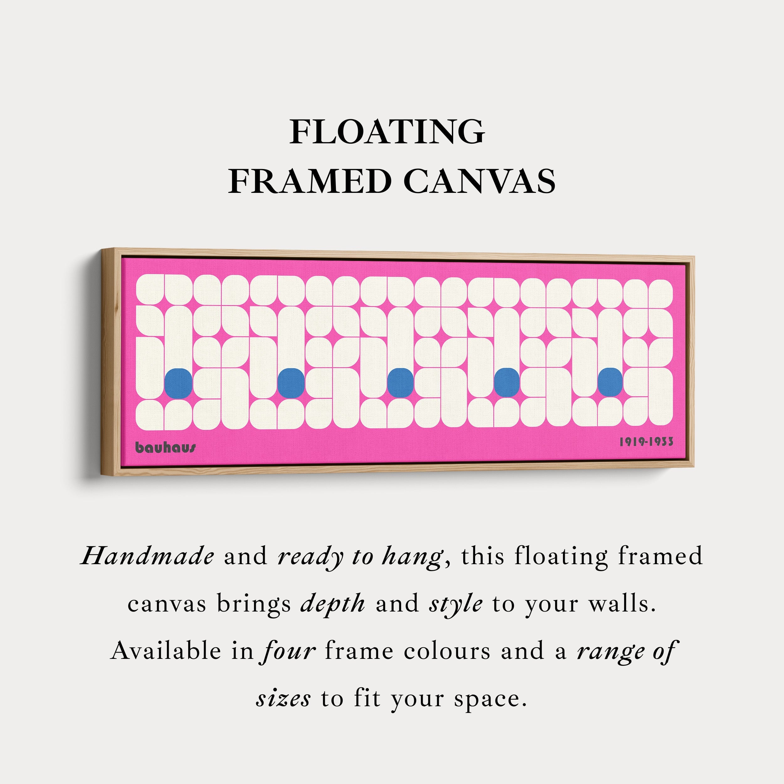 Pink Bauhaus Long Narrow Panoramic Framed Canvas Wall Art