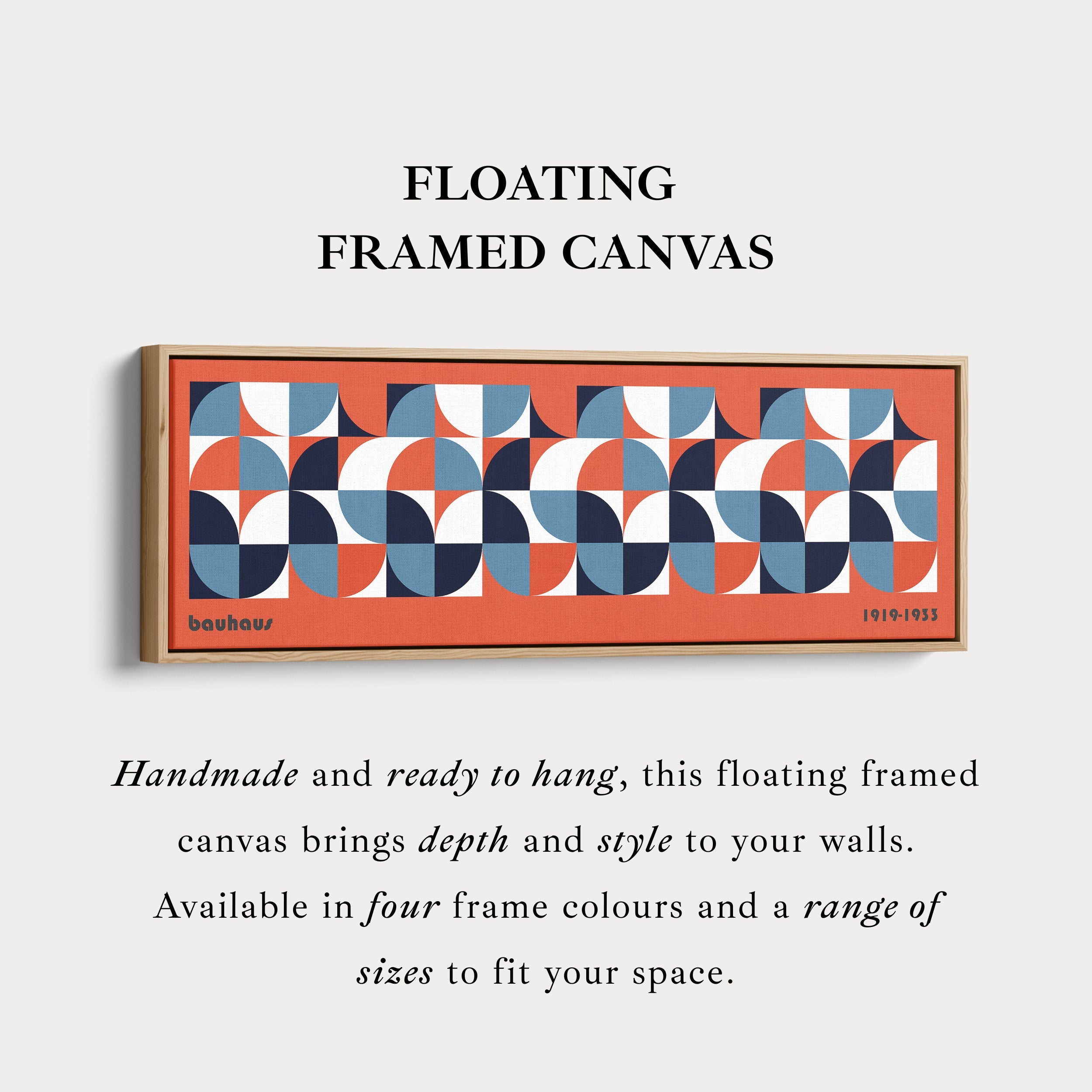 Red Bauhaus Long Narrow Panoramic Framed Canvas Wall Art