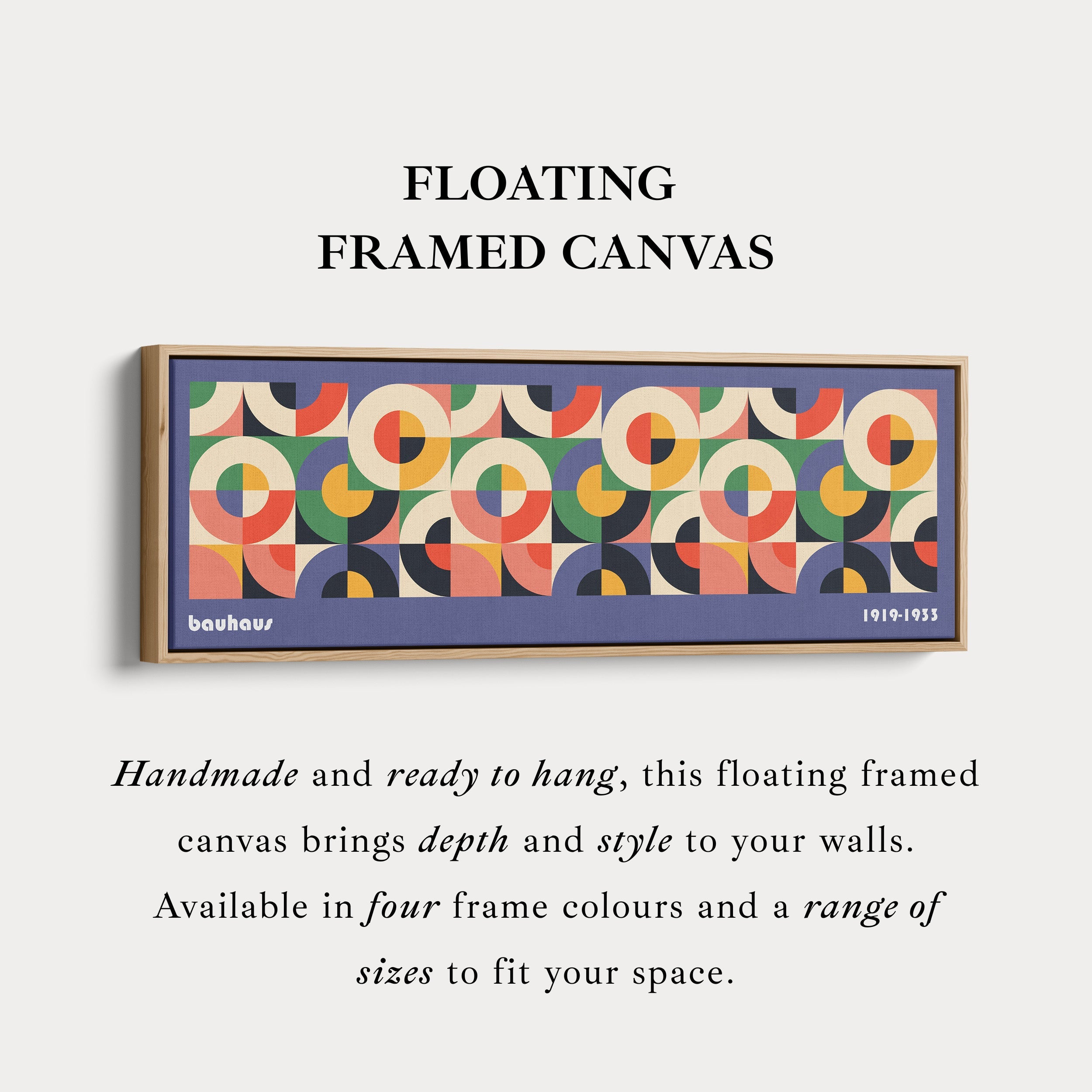 Horizontal Wall Art Violet Blue Bauhaus Large Framed Canvas
