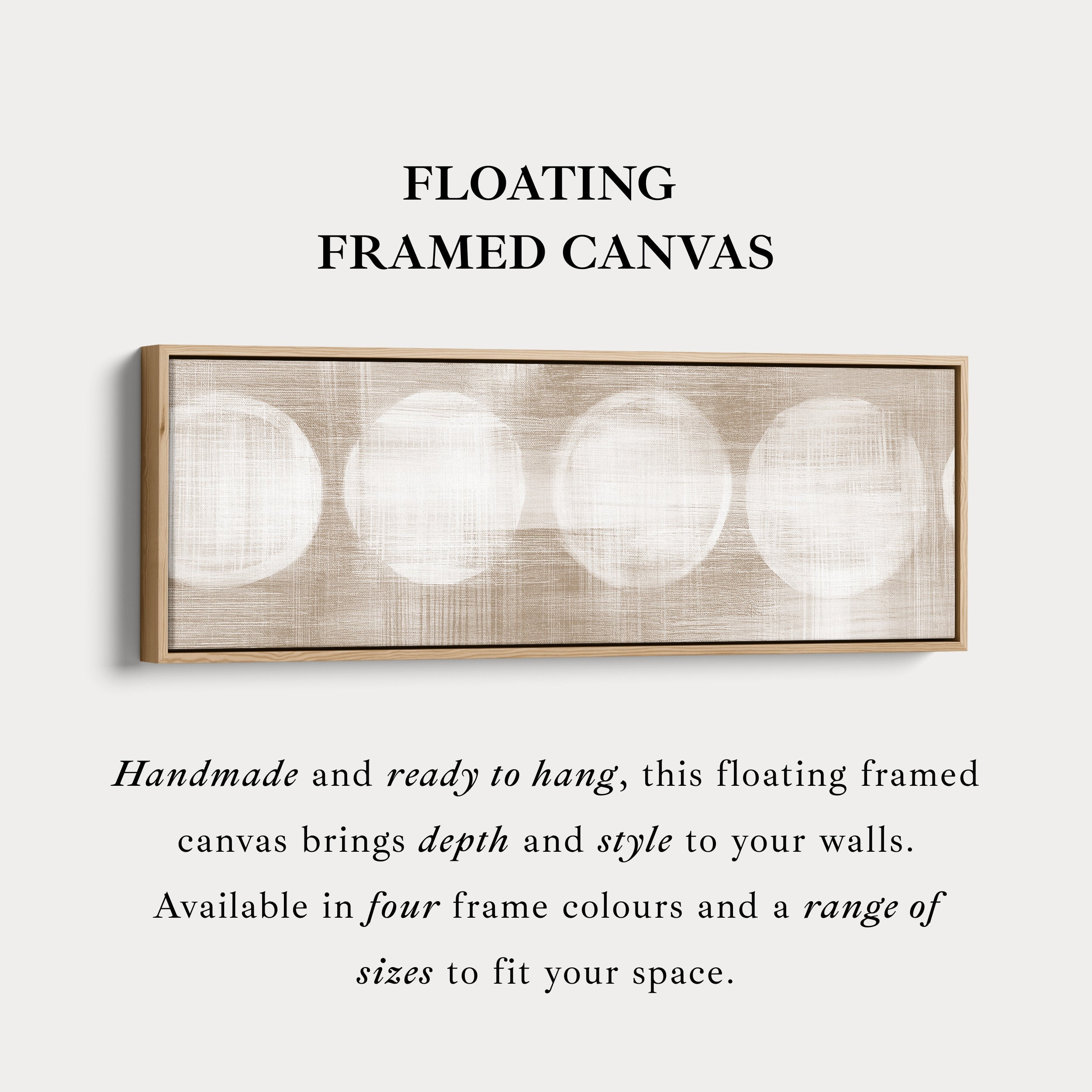 Long Canvas Neutral Circles Wide Horizontal Wall Art For Modern Living Room