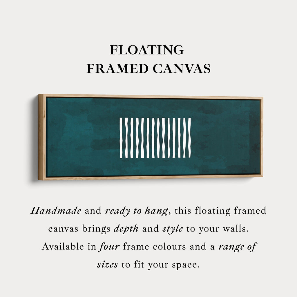 Wide Wall Art Deep Green Abstract Lines For Modern Living Room