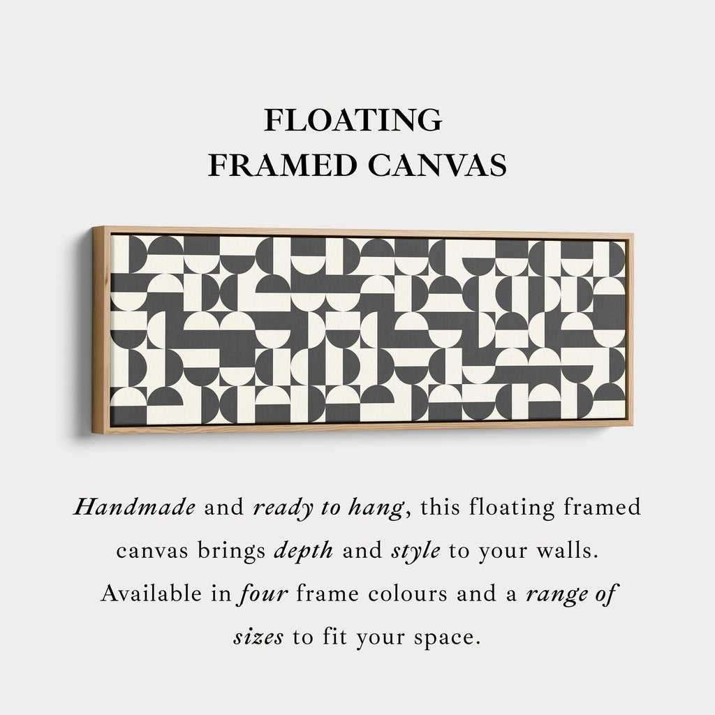 Horizontal Wall Art Black And White Geometric Pattern For Living Room Or Office