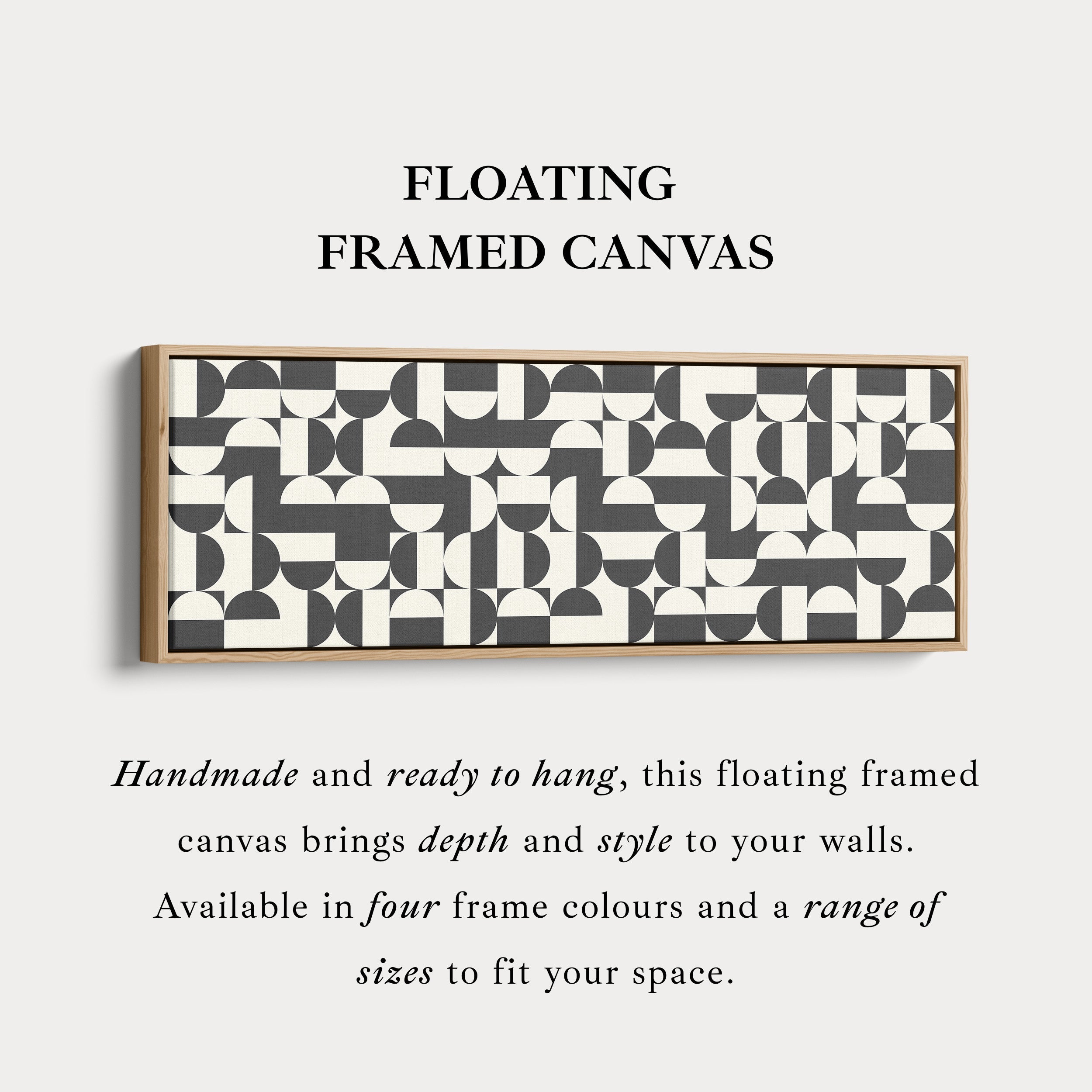 Horizontal Wall Art Black And White Geometric Pattern For Living Room Or Office