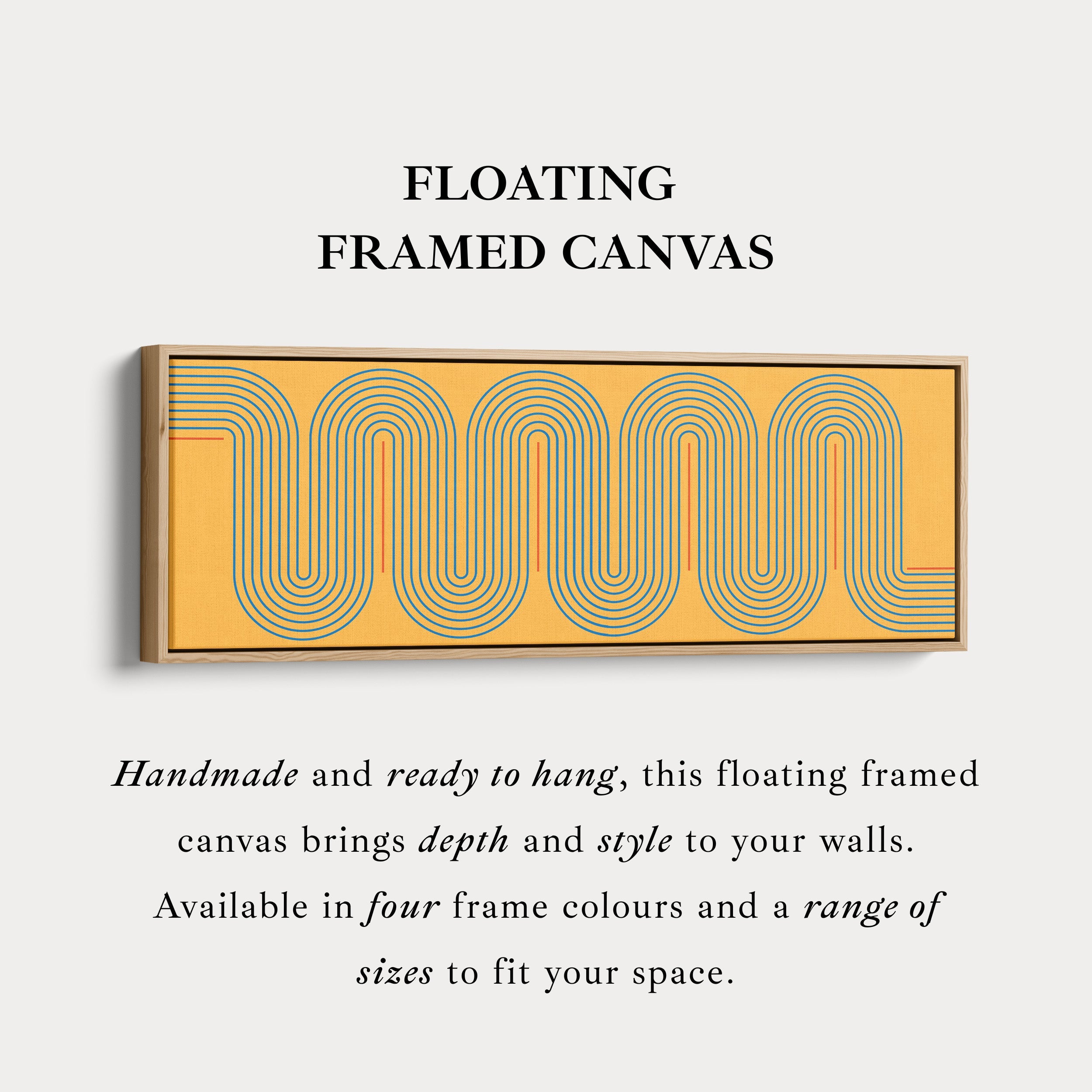 Wide Canvas Yellow And Blue Curved Line Art For Modern Kitchen Or Hallway
