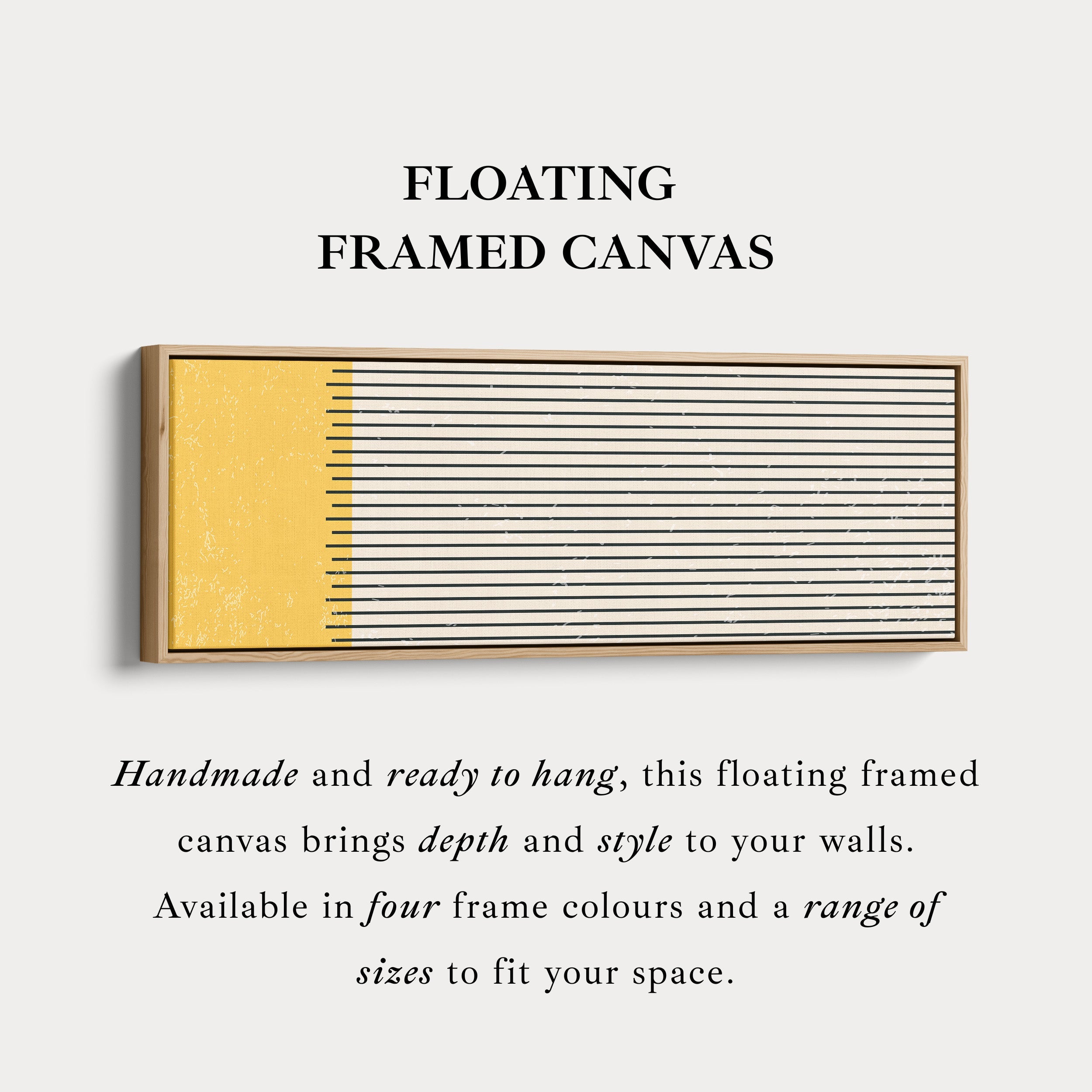 Horizontal Wall Art Yellow Beige Black Long Canvas For Kitchen Or Hallway