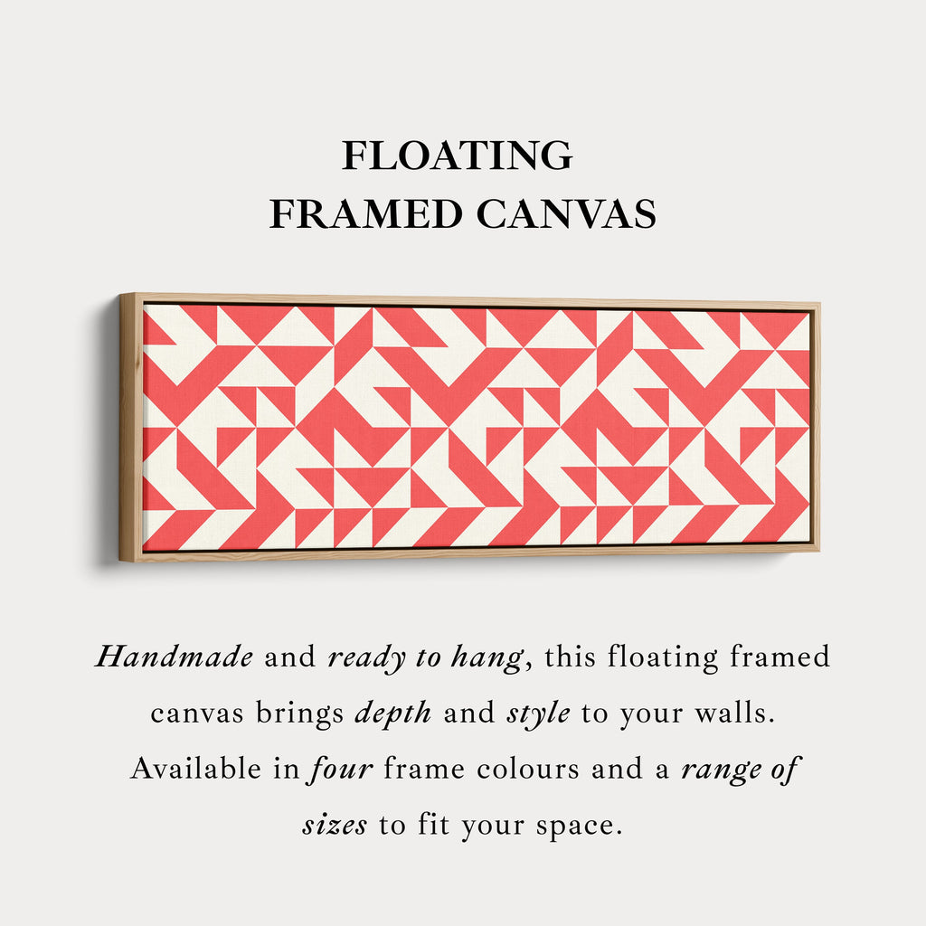 Horizontal Wall Art Red White Geometric Wide Canvas For Living Room