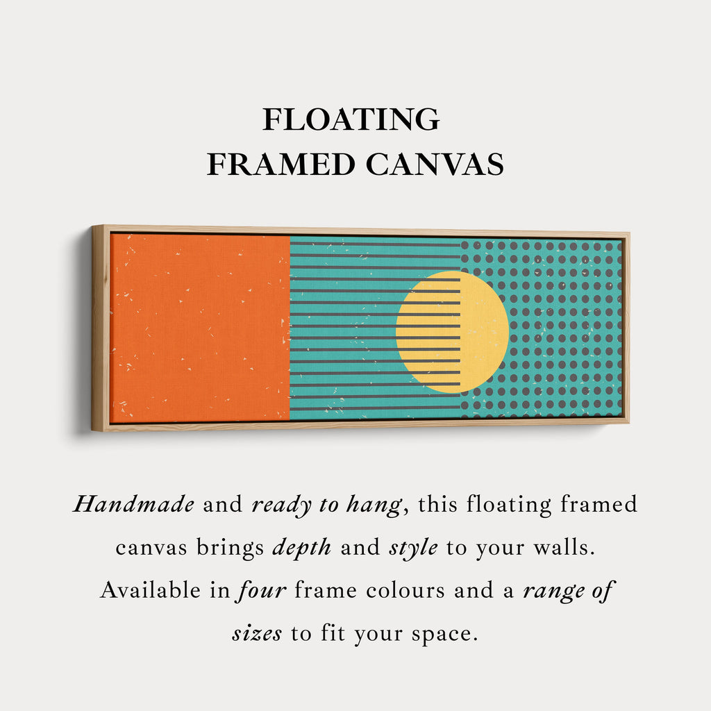 Horizontal Wall Art Orange Yellow Blue Long Canvas Modern Retro Style