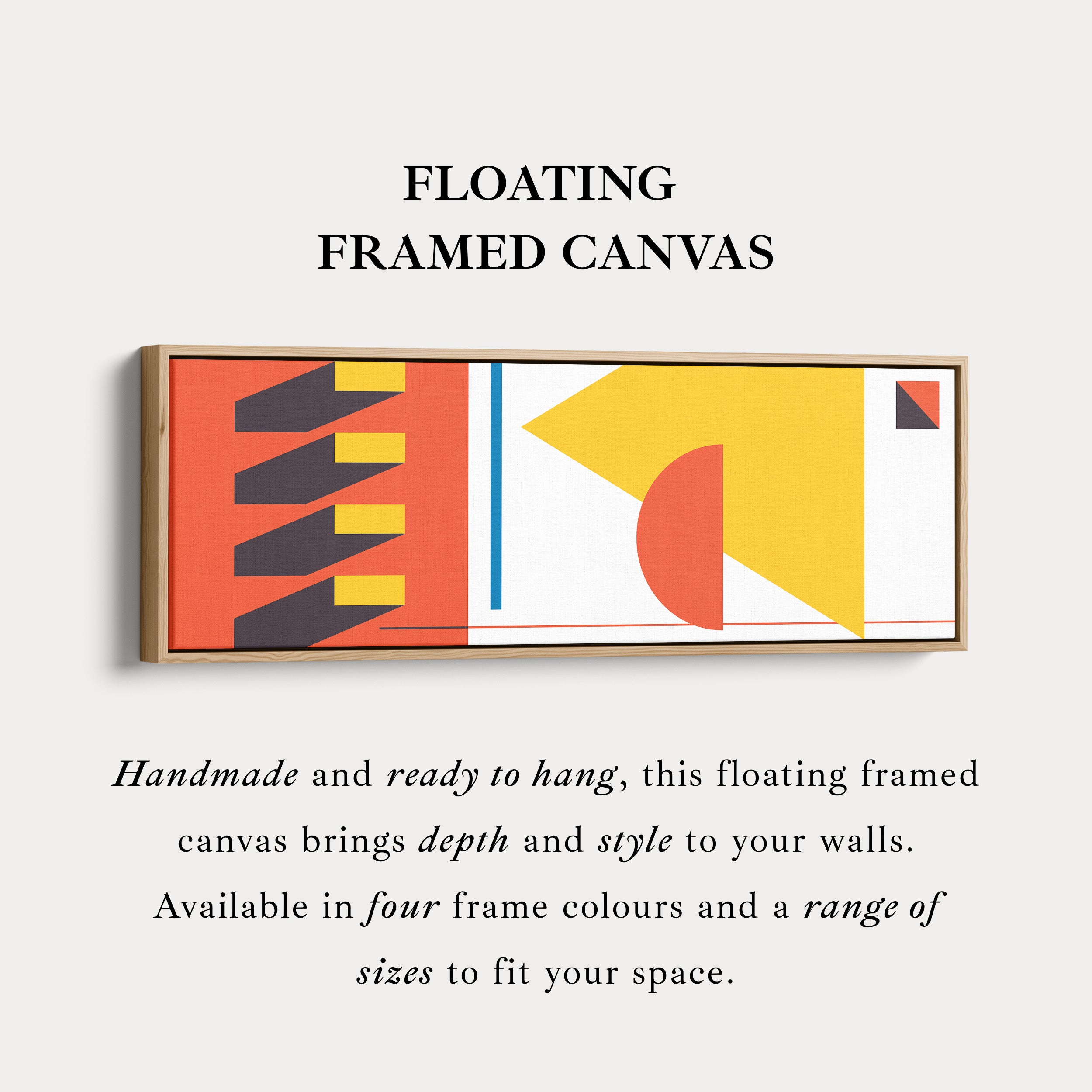Horizontal Wall Art Yellow Orange Geometric Above Bed Art Living Room