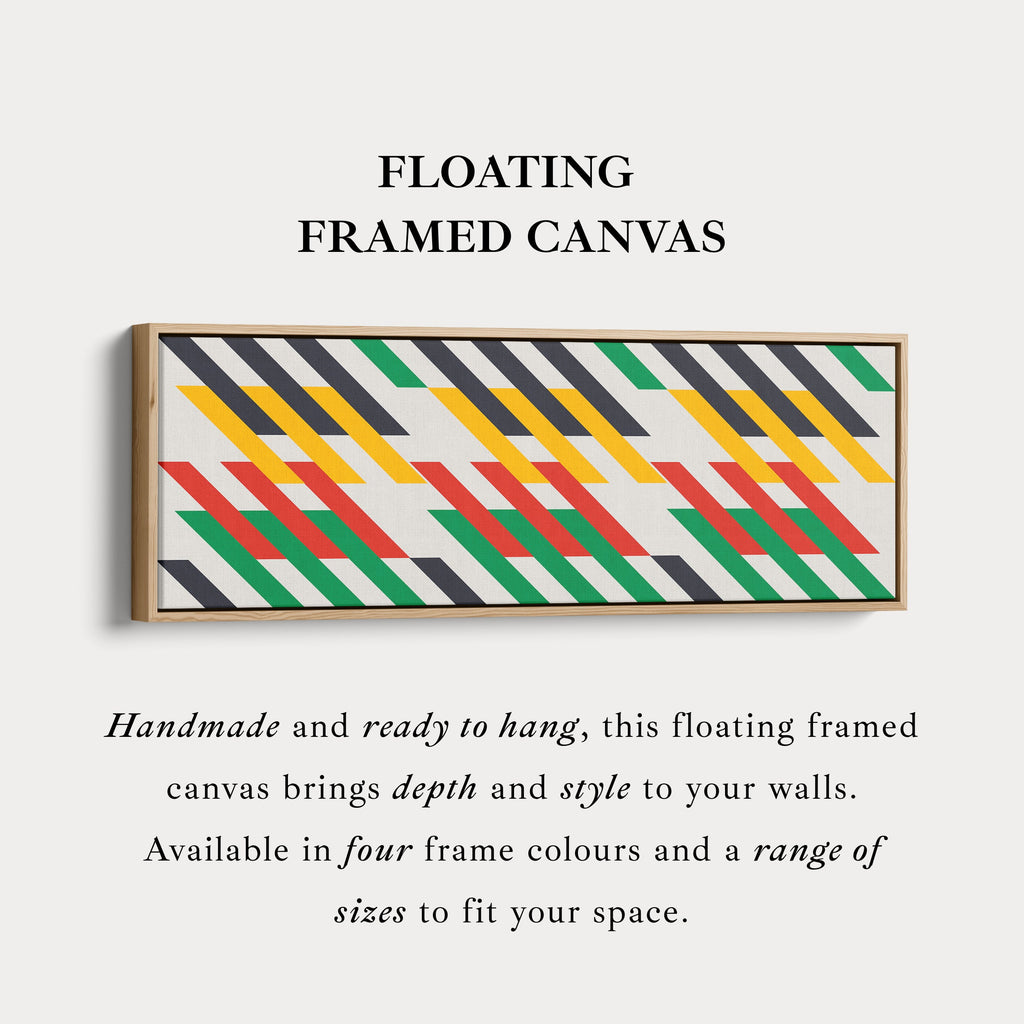 Wide Panoramic Wall Art Yellow Red Green Geometric Long Canvas