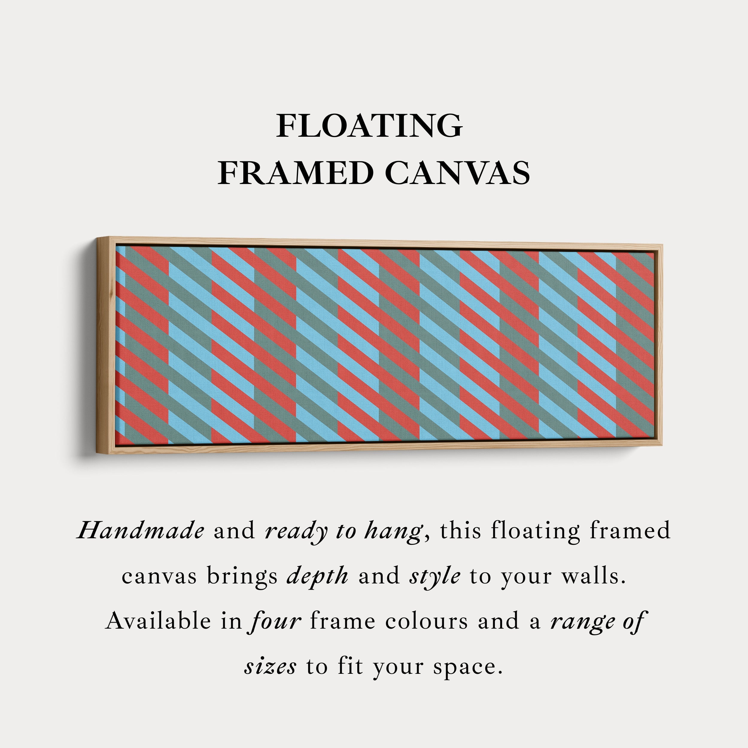Horizontal Wall Art Blue Red Grey Modern Stripe Long Canvas