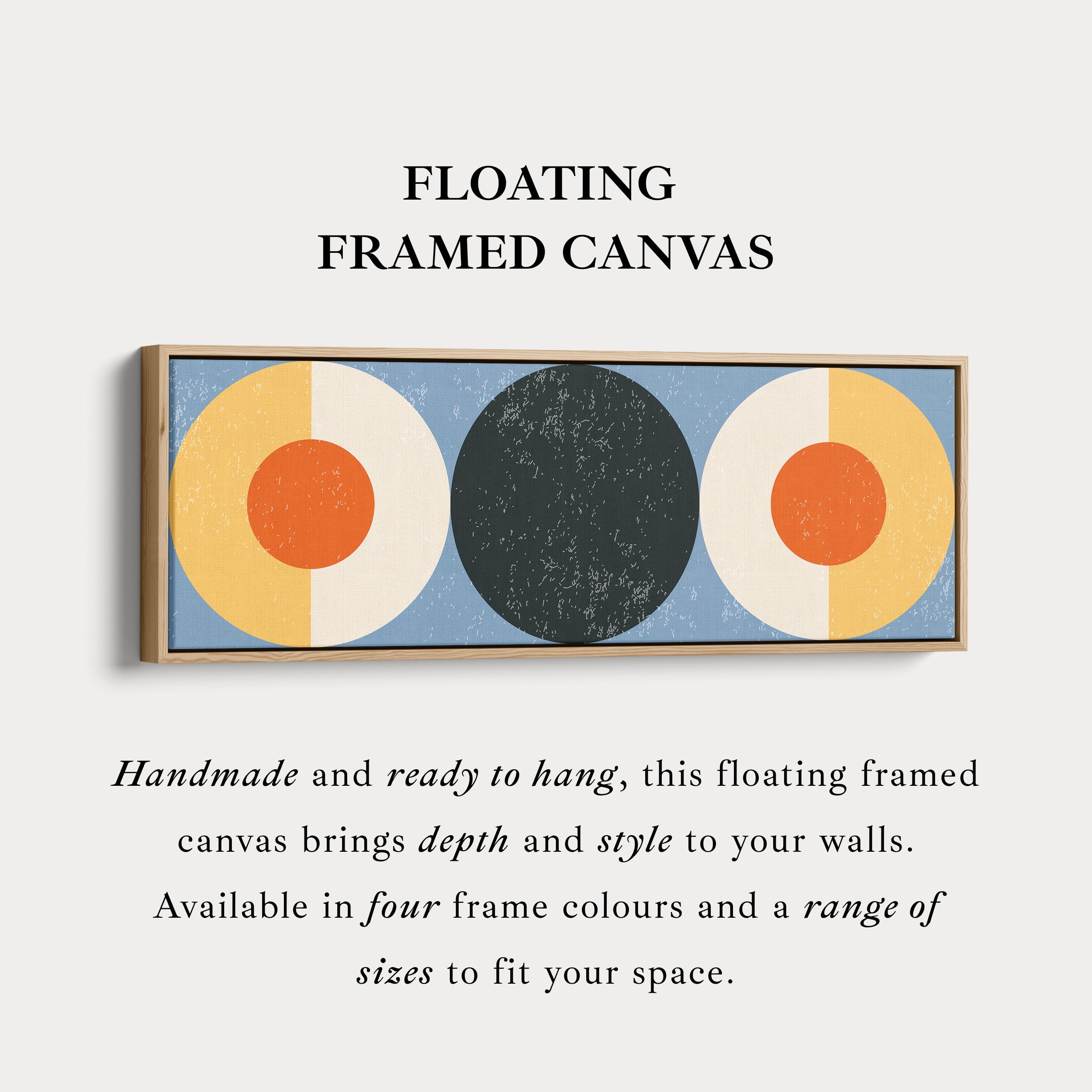 Horizontal Wall Art Orange Yellow Blue Modern Geometric Canvas