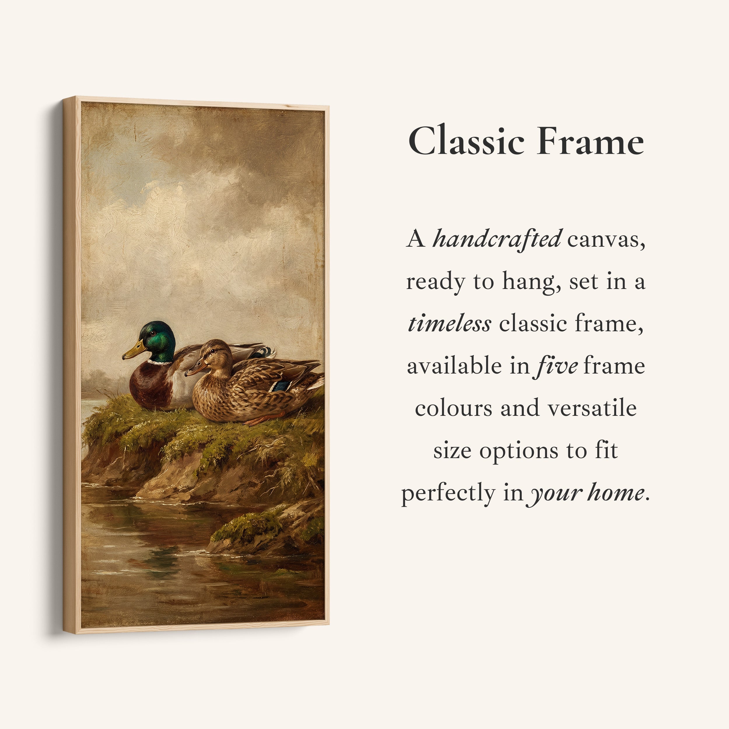 Mallard Duck Pair Narrow Wall Art Vertical Canvas For Kitchen