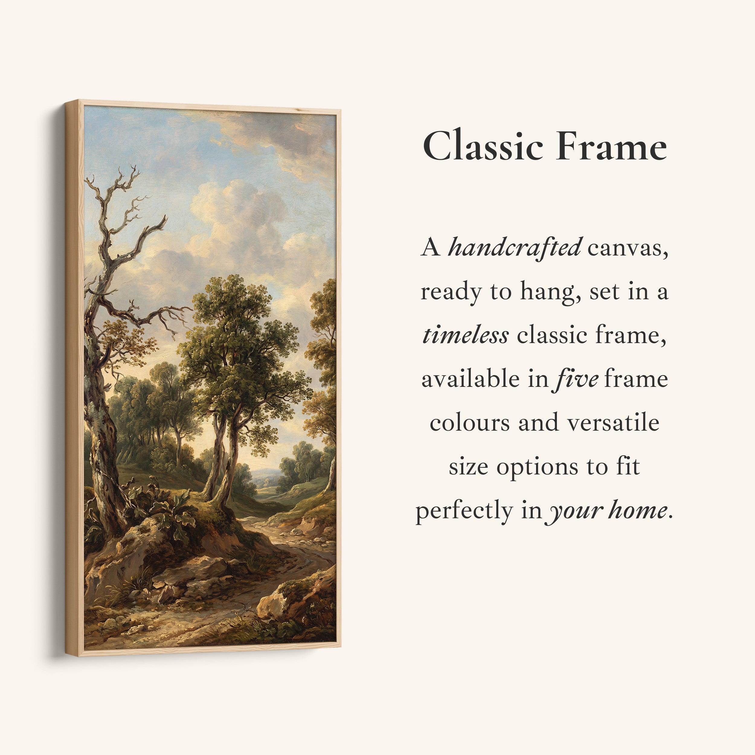 Classical Woodland Landscape Tall Framed Canvas For Hallway