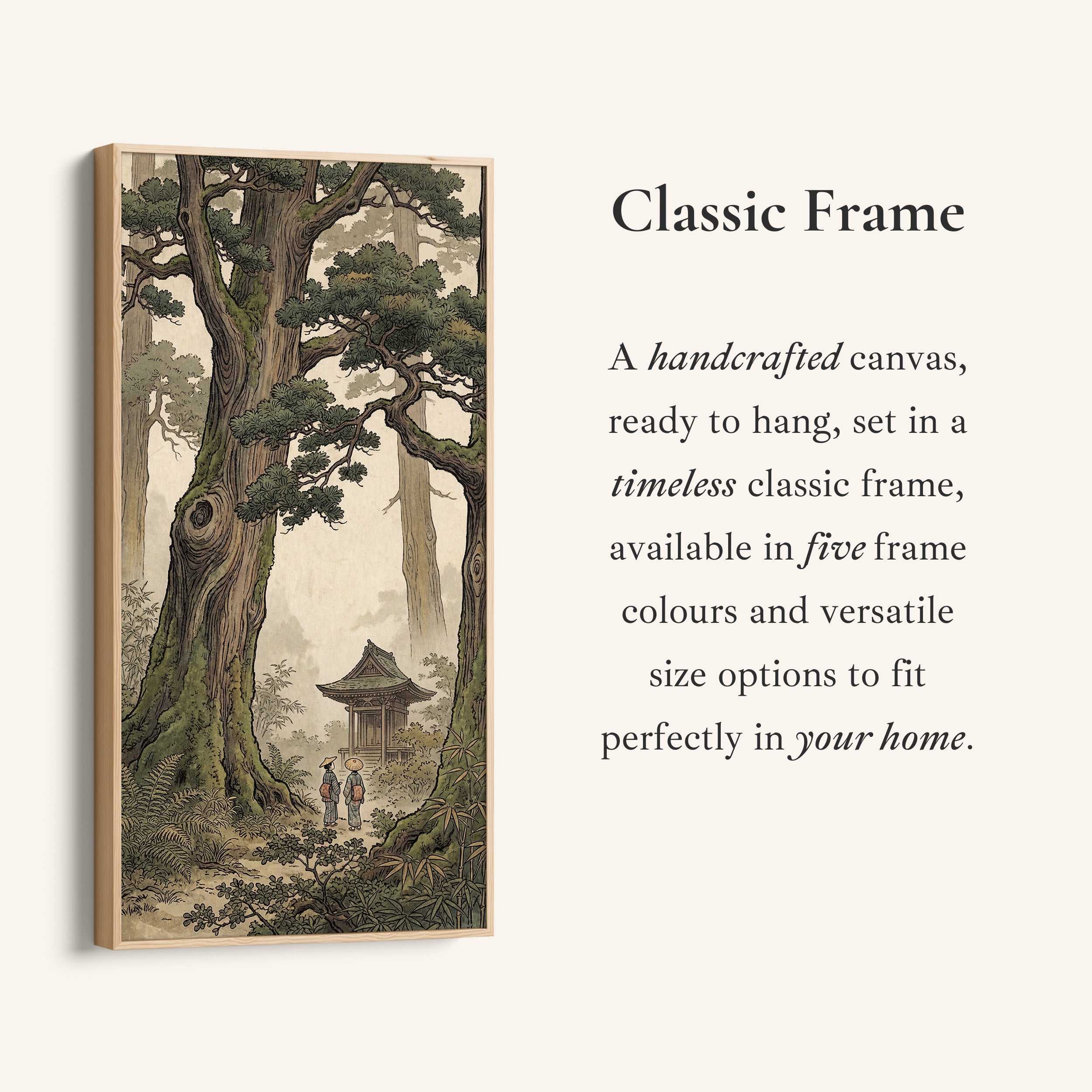 Vertical Wall Art Japanese Forest Shrine Tall Canvas For Hallway