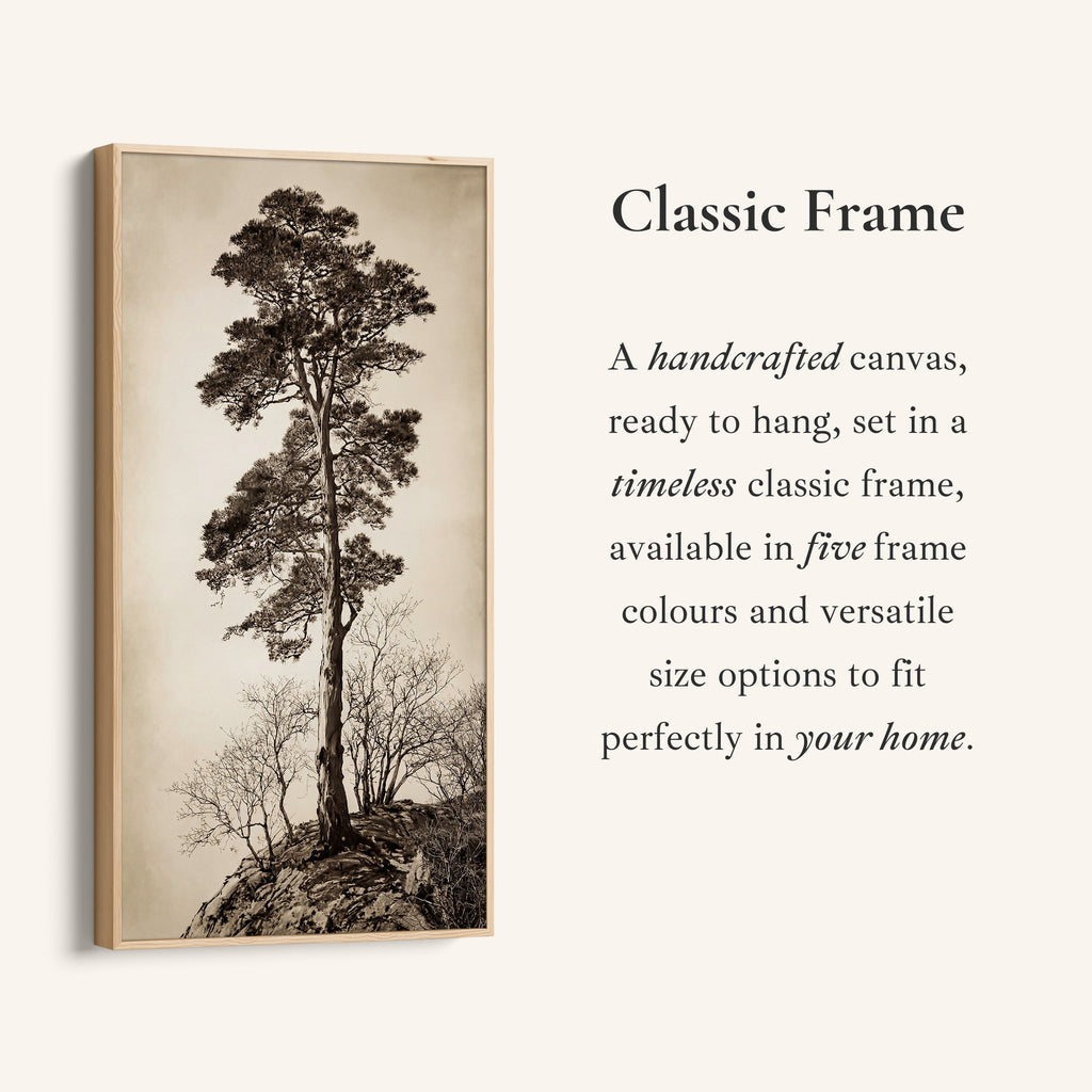 Vertical Wall Art Lone Tree On Rocky Hill Tall Canvas For Living Room
