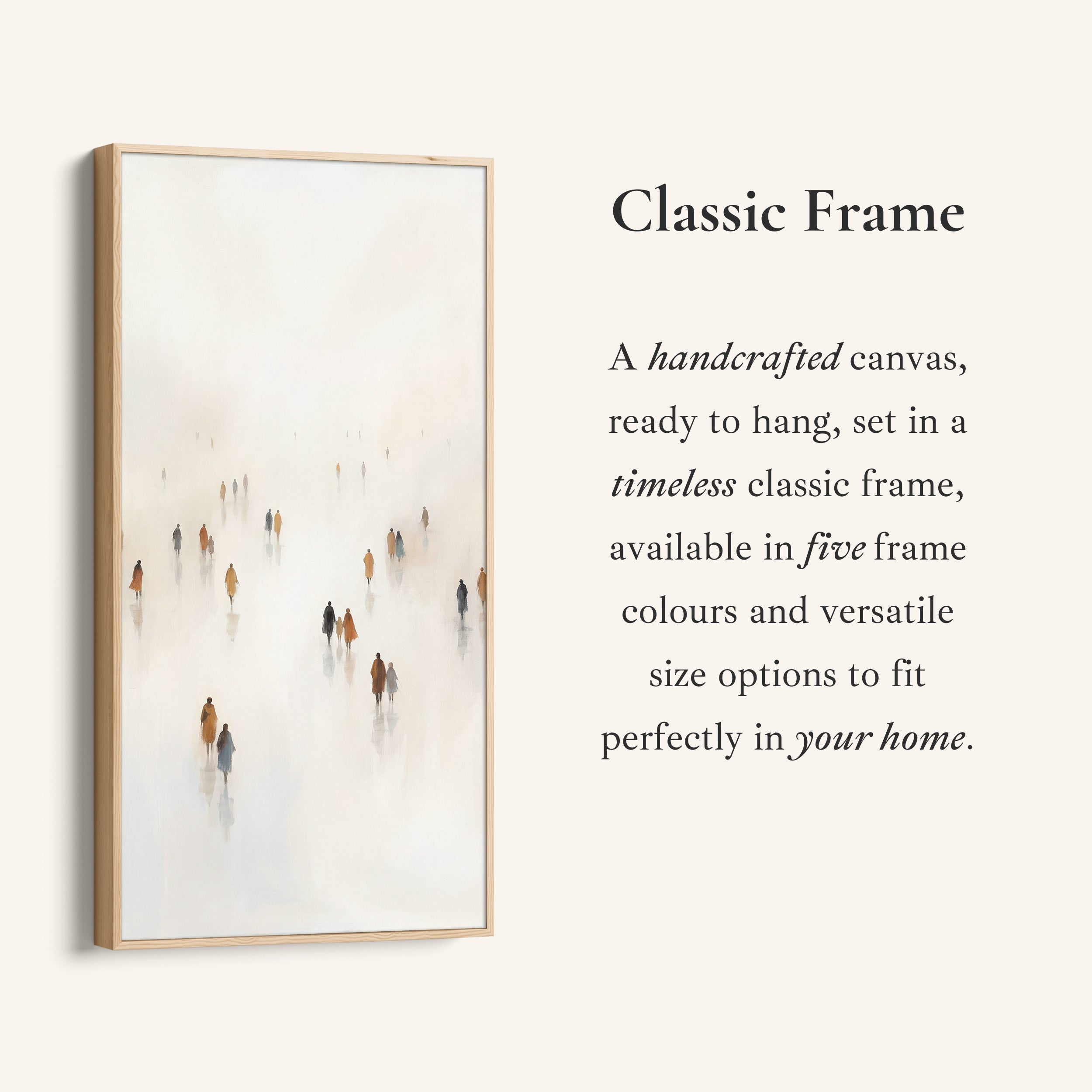 Tall Narrow Canvas For Office Figures Walking In Fog Vertical Canvas