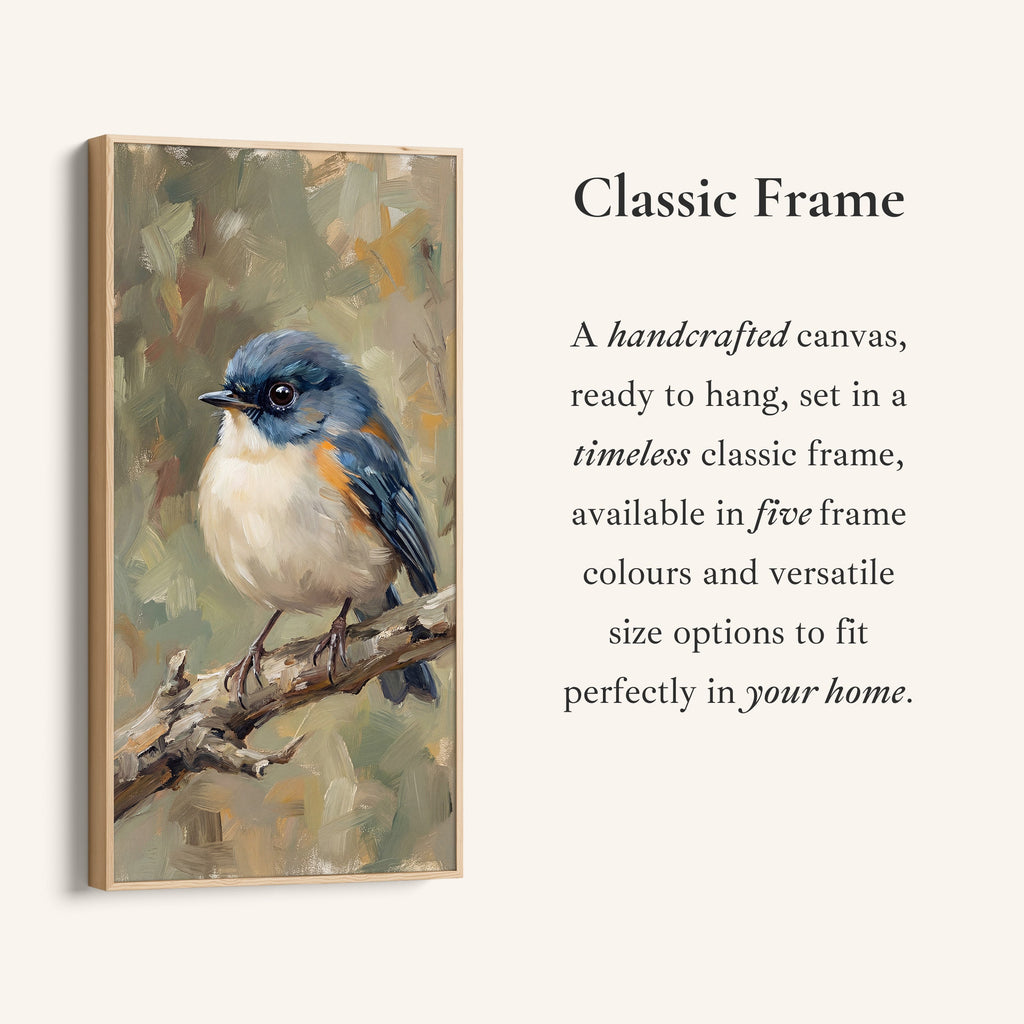 Large Vertical Wall Art Blue Bird On Branch Portrait Wall Art For Office
