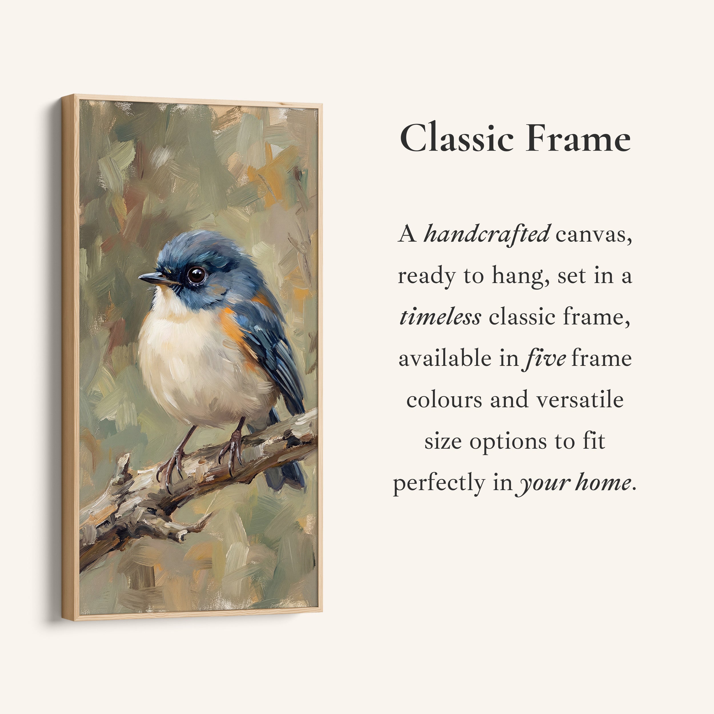 Large Vertical Wall Art Blue Bird On Branch Portrait Wall Art For Office