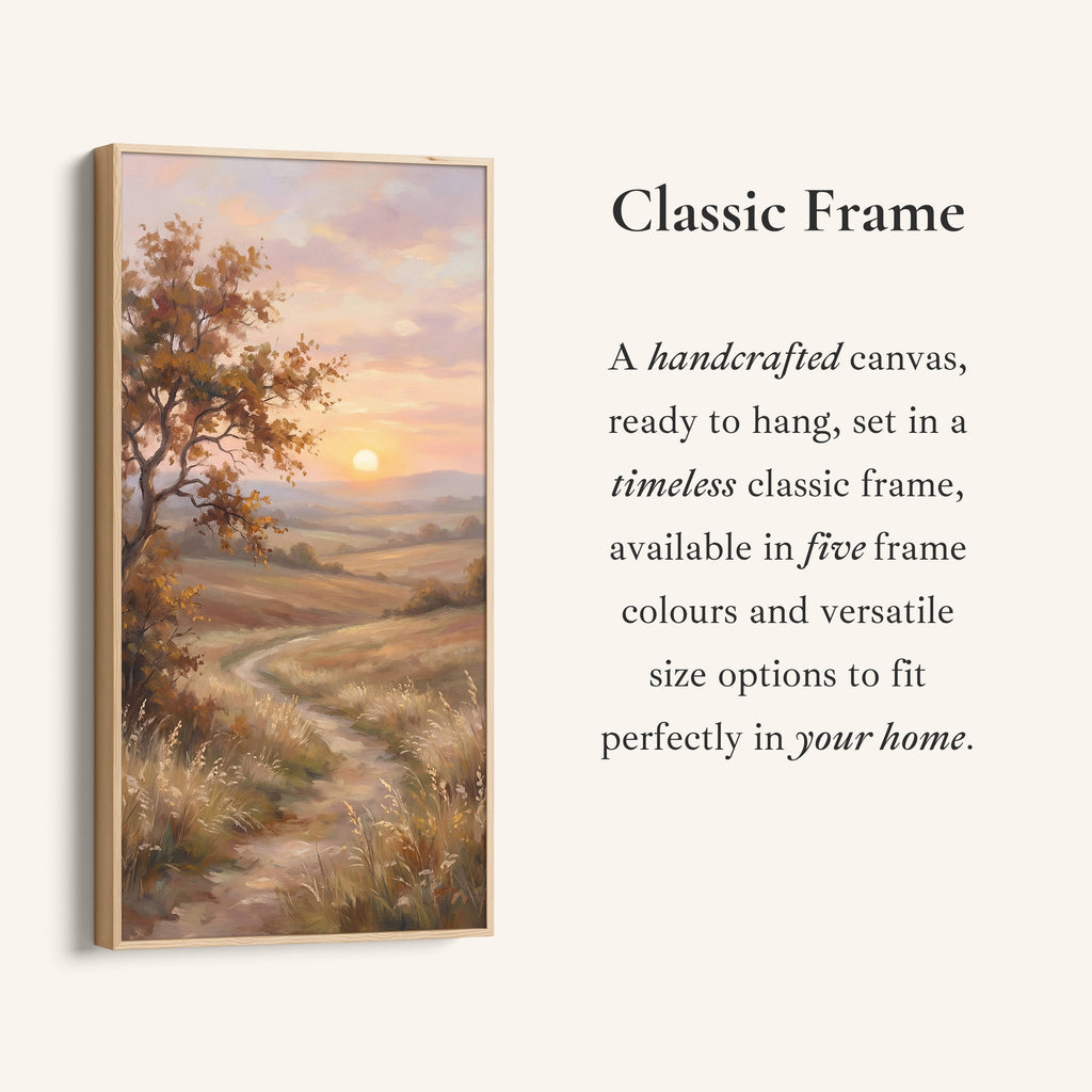 Autumn Tree Sunset Path Tall Framed Canvas Framed Canvas Print For Bedroom