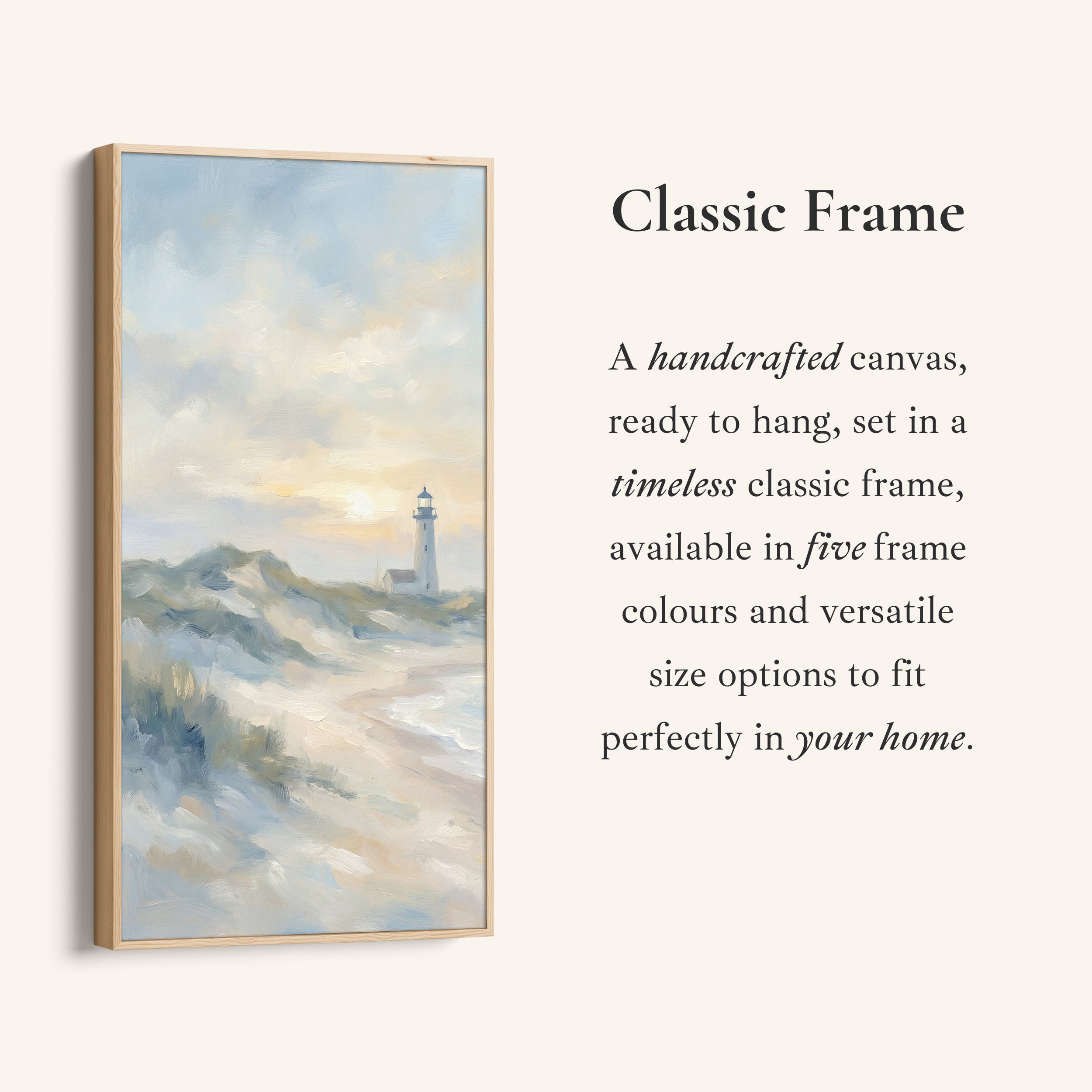 Lighthouse On Coastal Cliffs Portrait Wall Art Framed Canvas Print For Bedroom