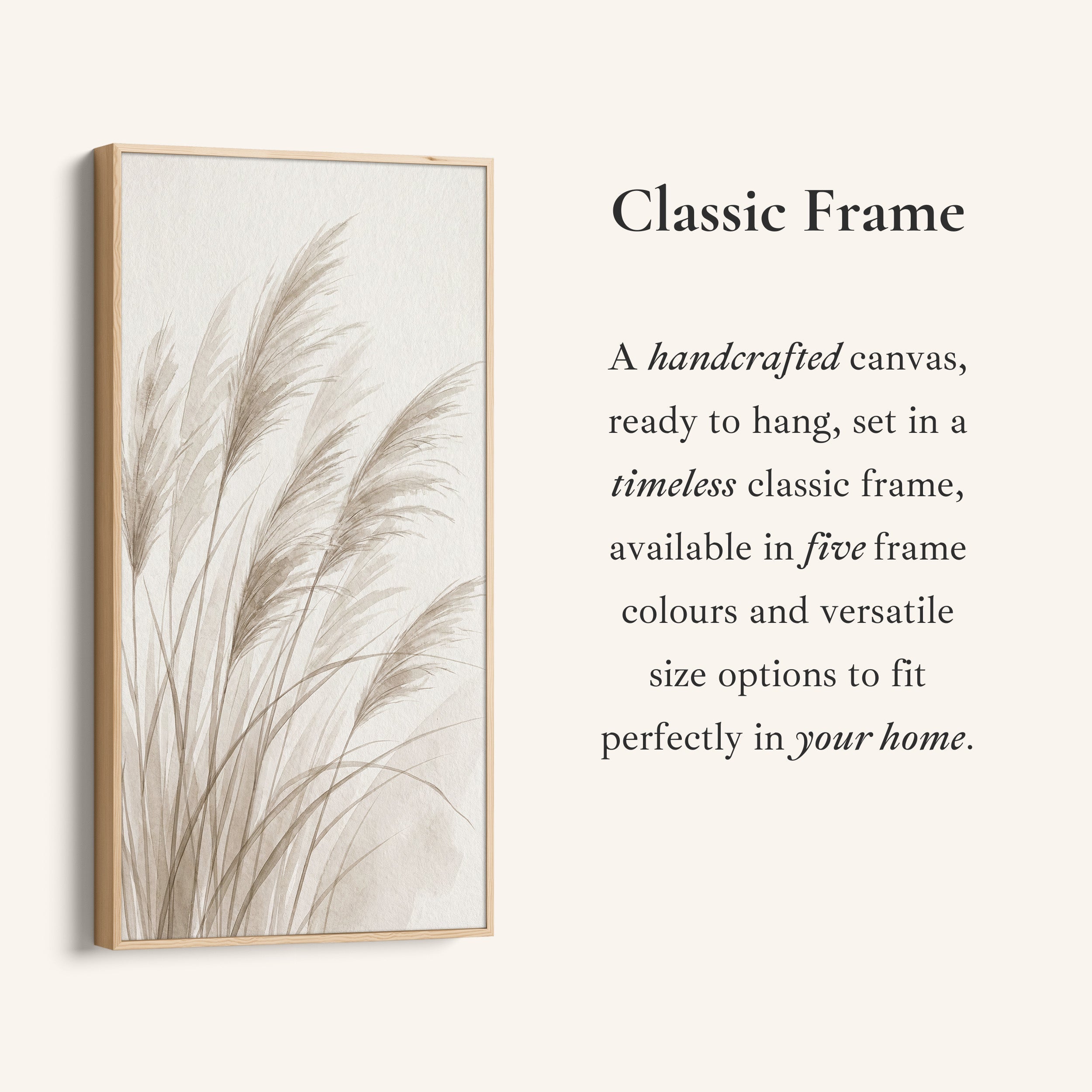 Narrow Wall Art For Kitchen Pampas Grass Stems Vertical Canvas