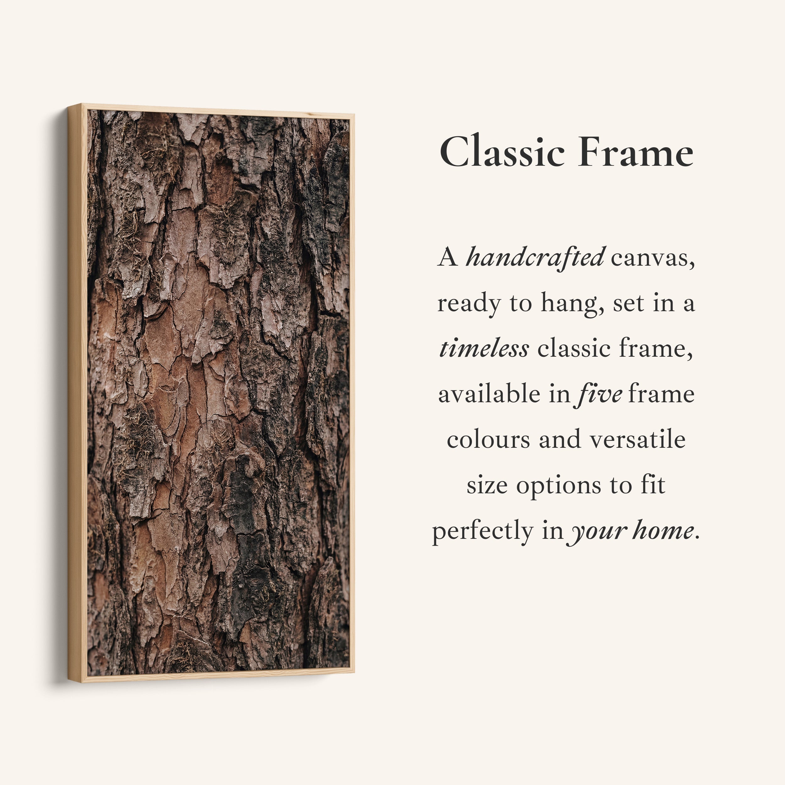 Vertical Wall Art Tree Bark Close Up Tall Canvas For Living Room