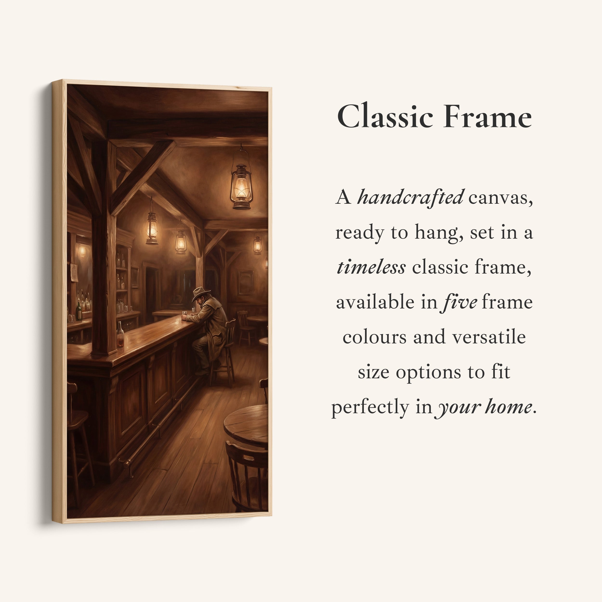 Long Wall Art For Hallway Western Saloon Interior Bar Vertical Canvas