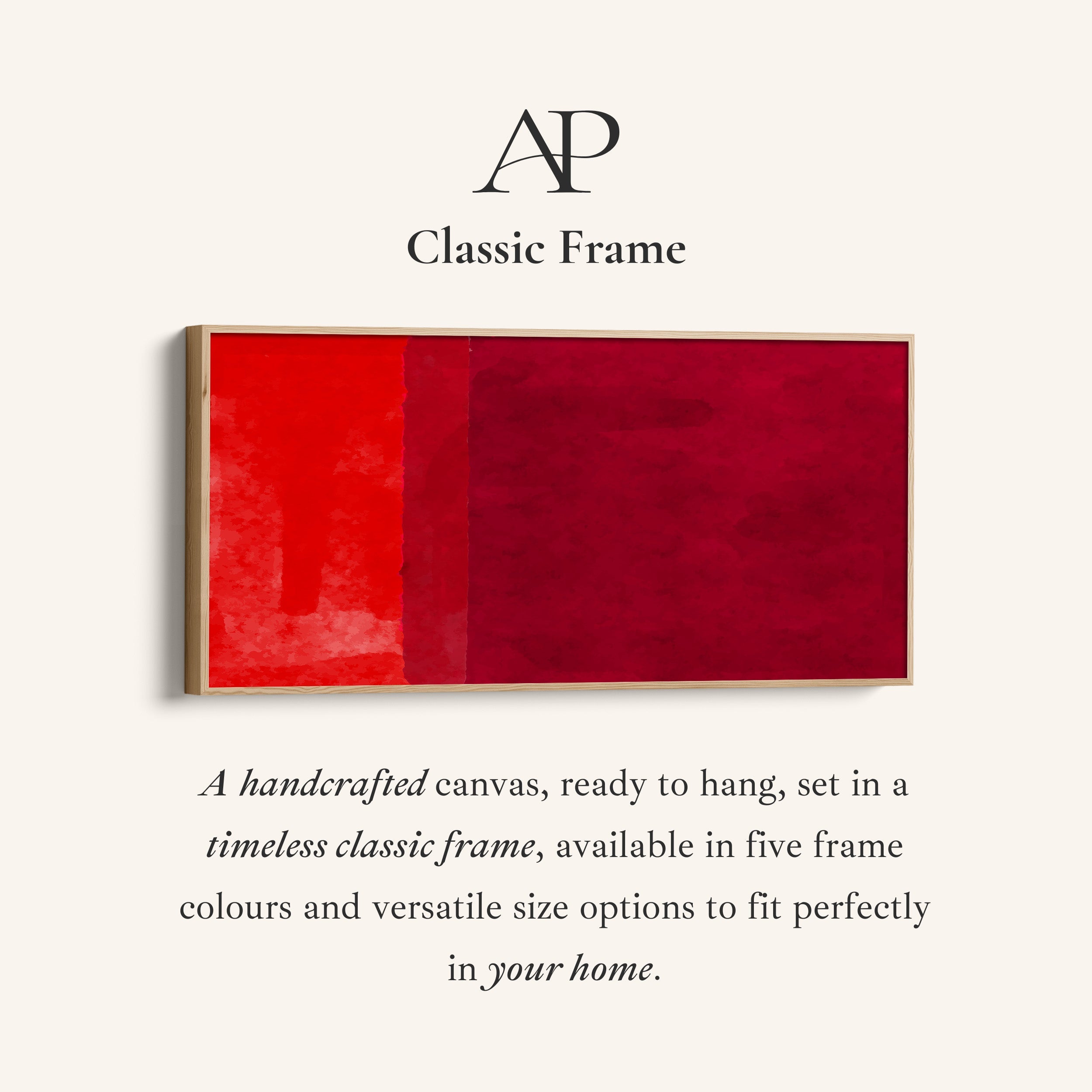 Horizontal Wall Art Red Colour Field Oversized Wall Decor Bedroom