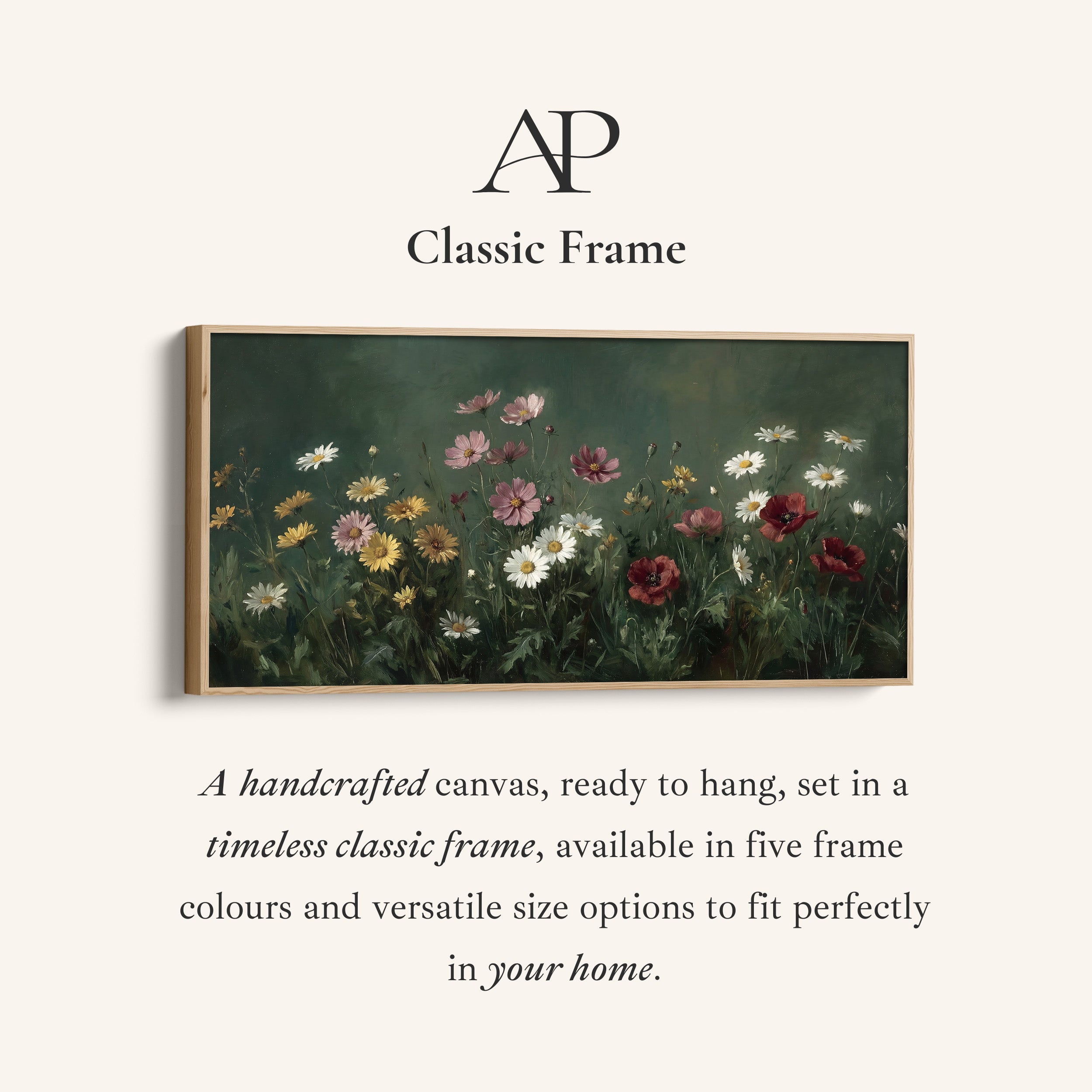 Horizontal Wall Art Mixed Meadow Flowers Horizontal Canvas Print For Living Room