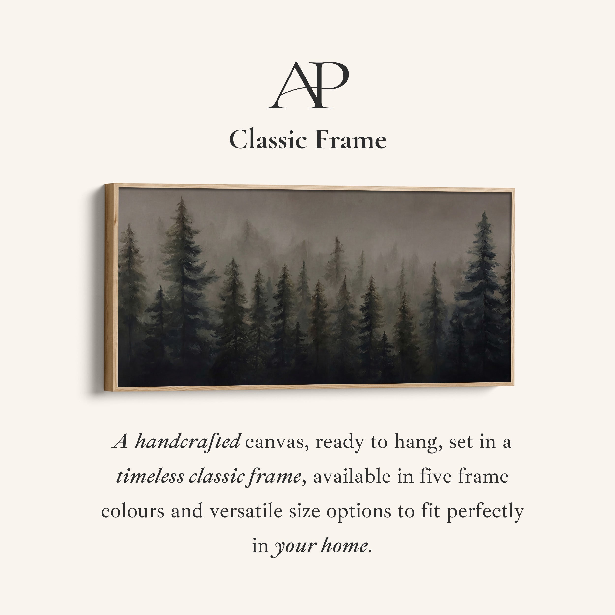 Large Wall Art Misty Pine Forest Panoramic Canvas Print For Office