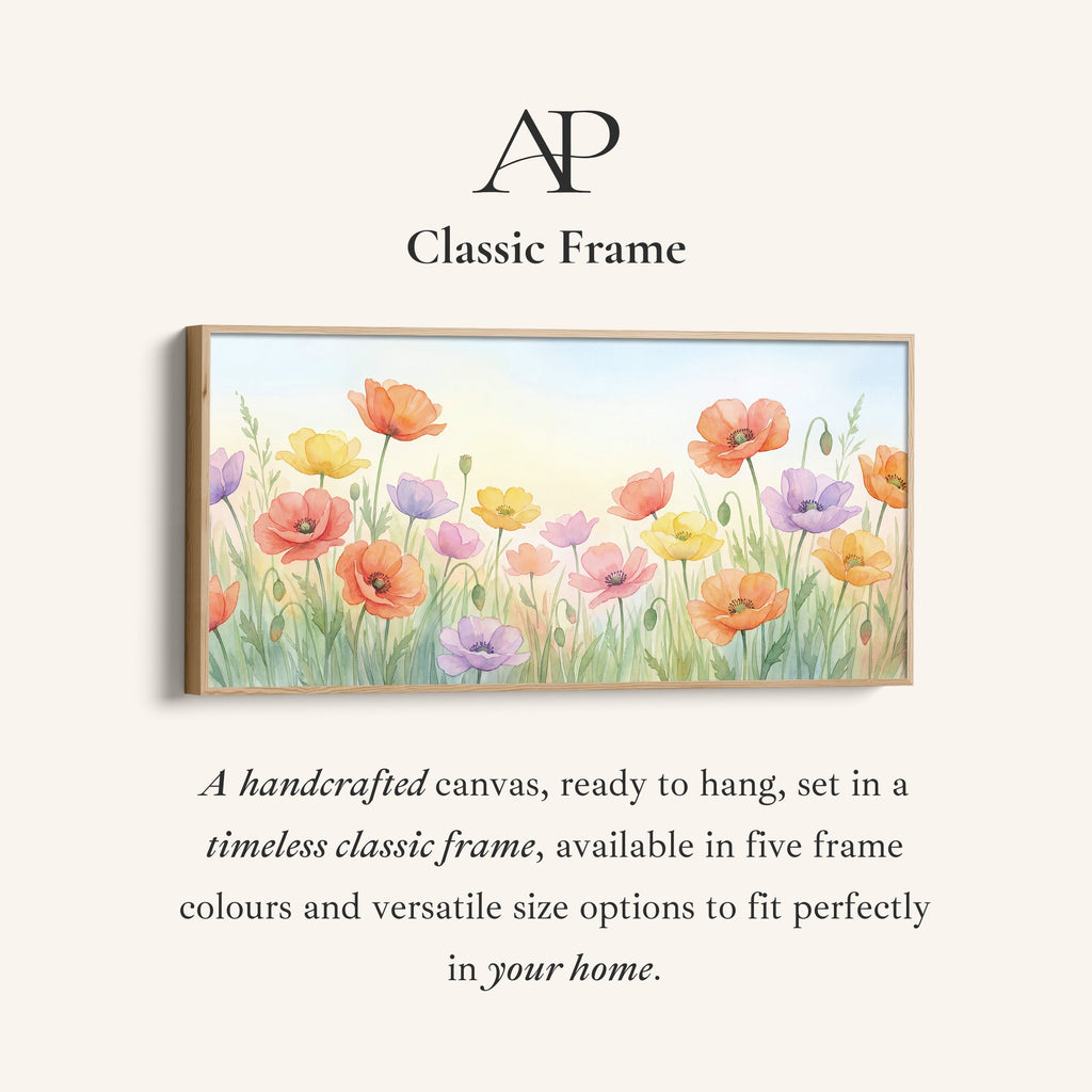Panoramic Wall Art Pastel Poppy Flowers Statement Wall Decor For Kitchen