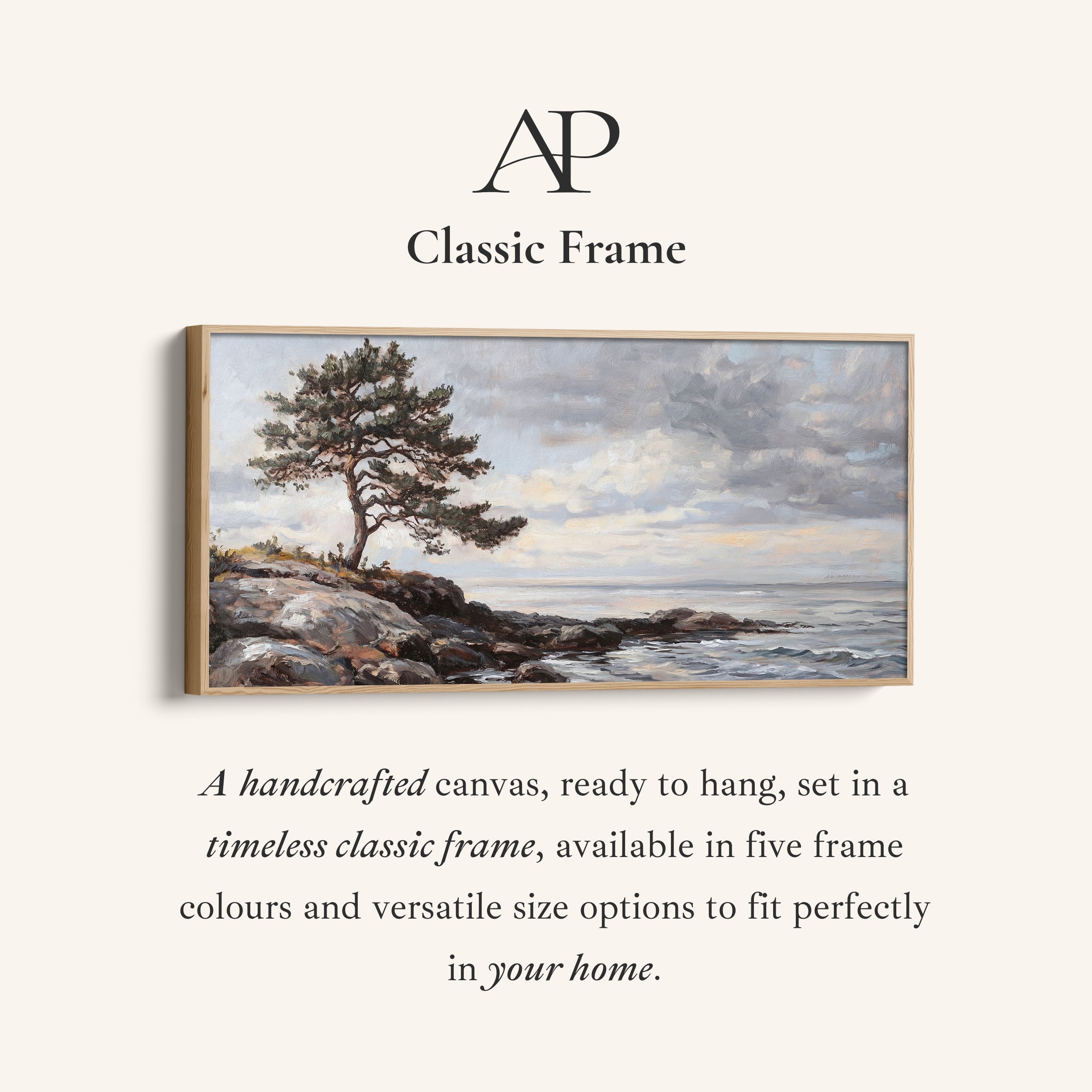 Wide Framed Canvas Coastal Tree And Sea Oversized Wall Decor For Hallway