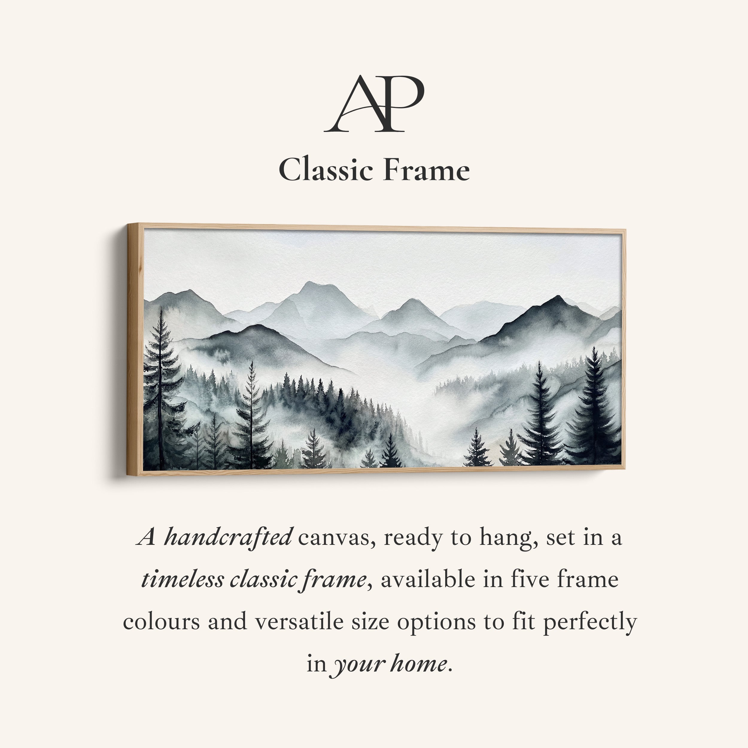 Horizontal Wall Art Layered Mountain Silhouettes Statement Wall Decor For Bedroom