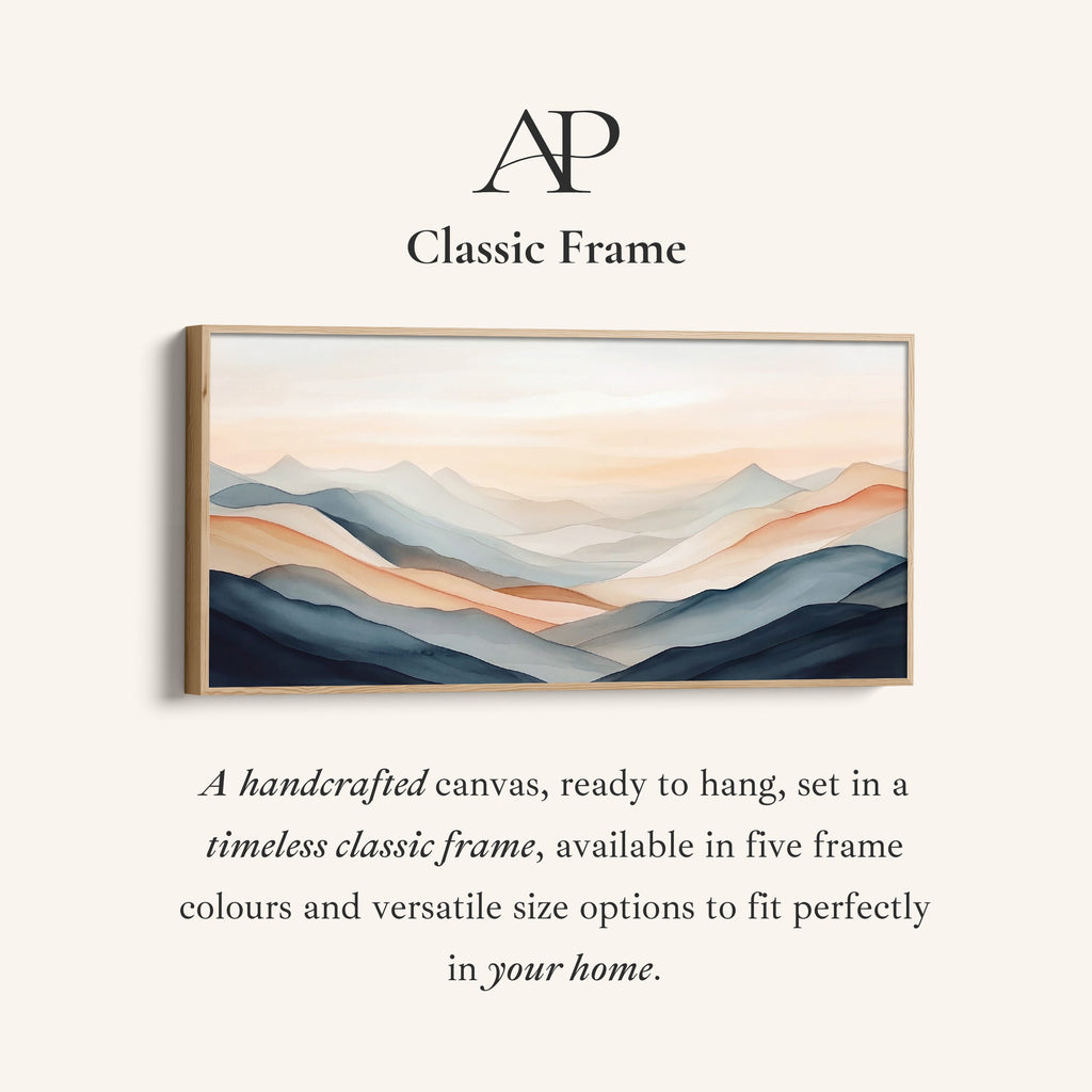 Layered Mountains Above Bed Wall Art Panoramic Canvas Print Living Room