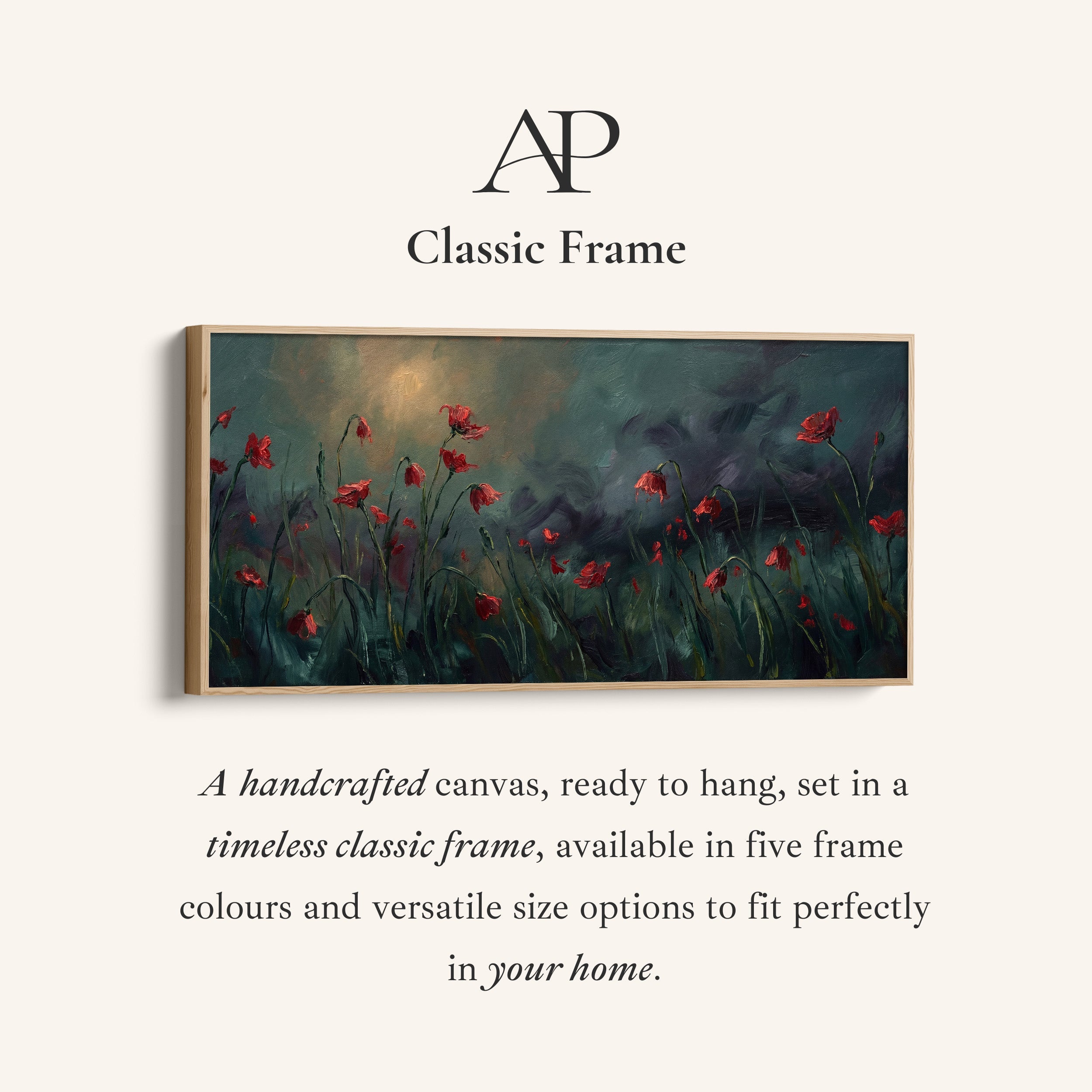 Red Poppies Panoramic Wall Art Horizontal Canvas Print For Bedroom