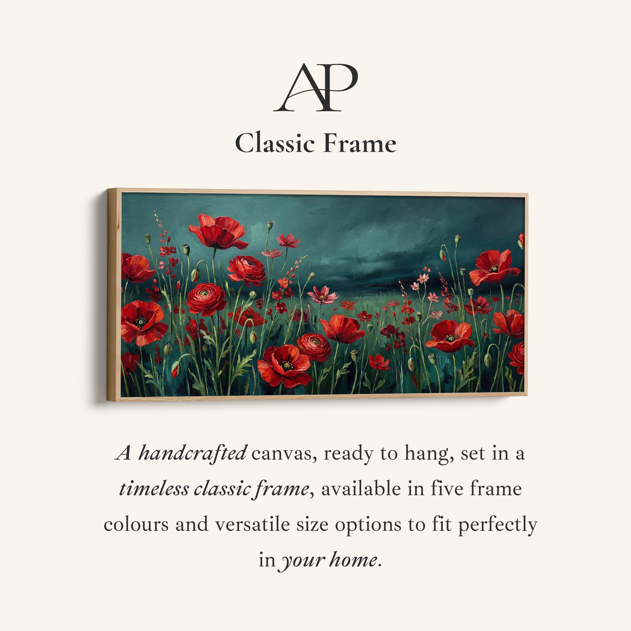 Blooming Poppy Field Wide Framed Canvas Statement Wall Decor For Living Room